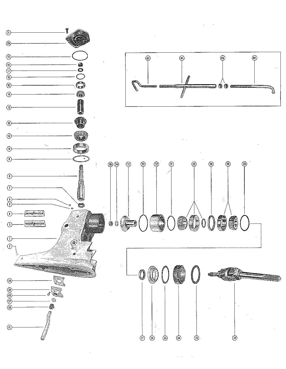 MERCRUISER MERCRUISER I STERN DRIVE UNIT DRIVE SHAFT HOUSING ASSEMBLY AND GEAR ASSEMBLY