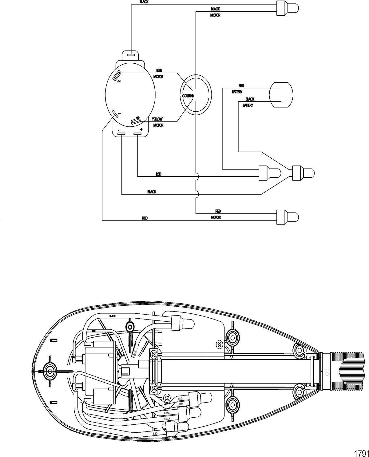 TROLLING MOTOR MOTORGUIDE FRESH WATER SERIES Wire Diagram(Model FW30HT) (Without Quick Connect)