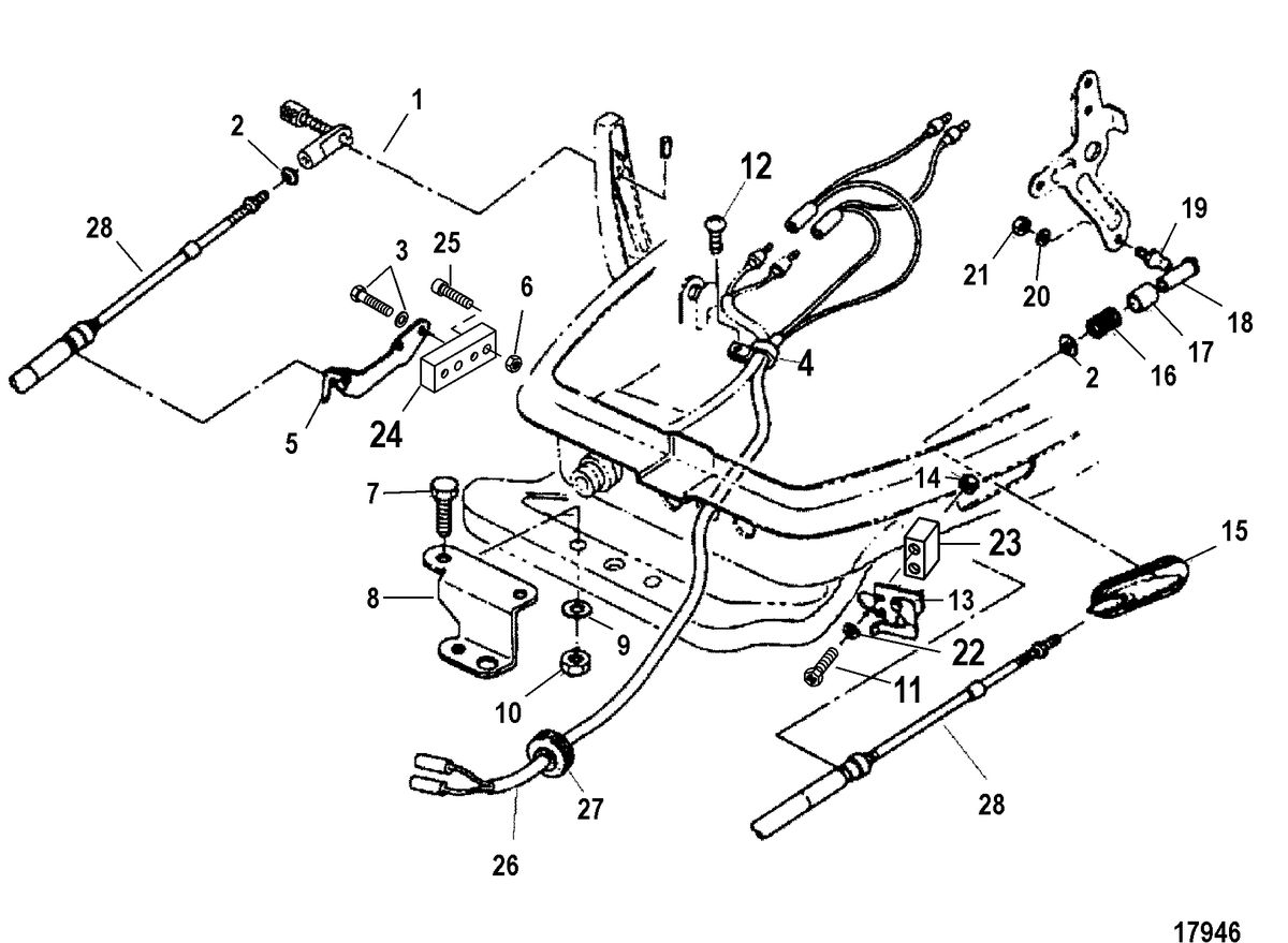 MERCURY/MARINER 25/25 JET/30HP (2 CYL/430CC) INTERNATIONAL Remote Control Attaching Kit