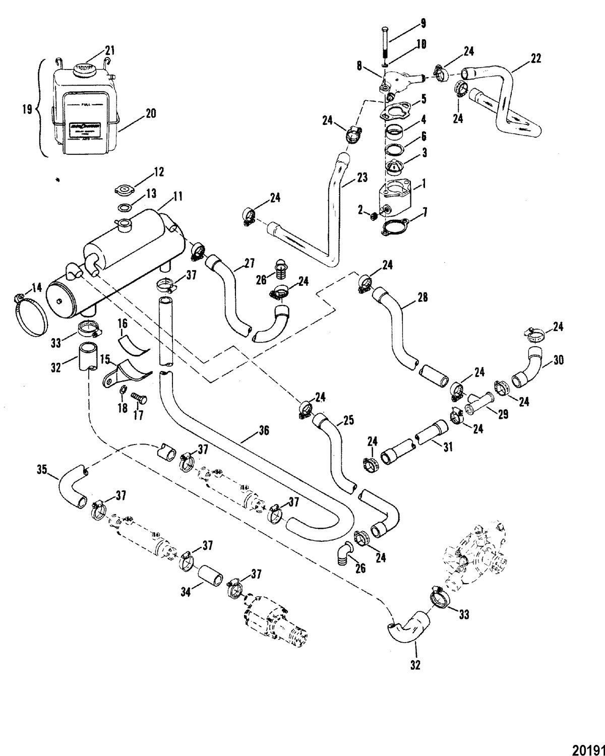 MERCRUISER 330 H.P. ENGINE W/BORG WARNER Closed Cooling System