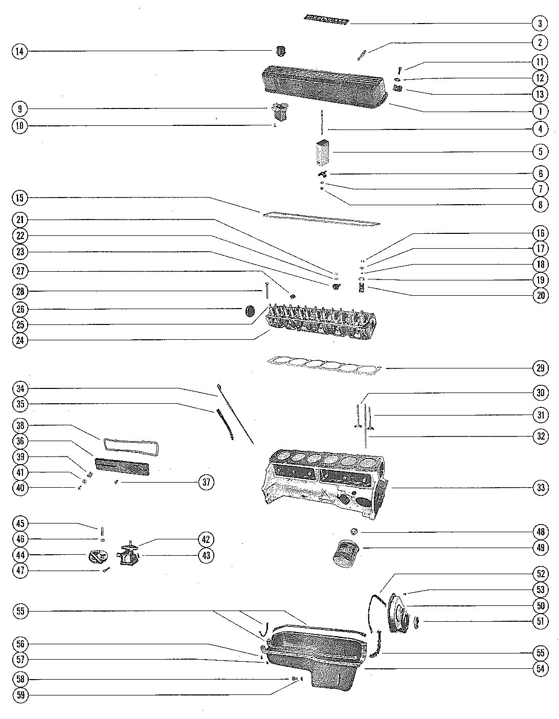 MERCRUISER 160 ENGINE CYLINDER HEAD AND OIL PAN