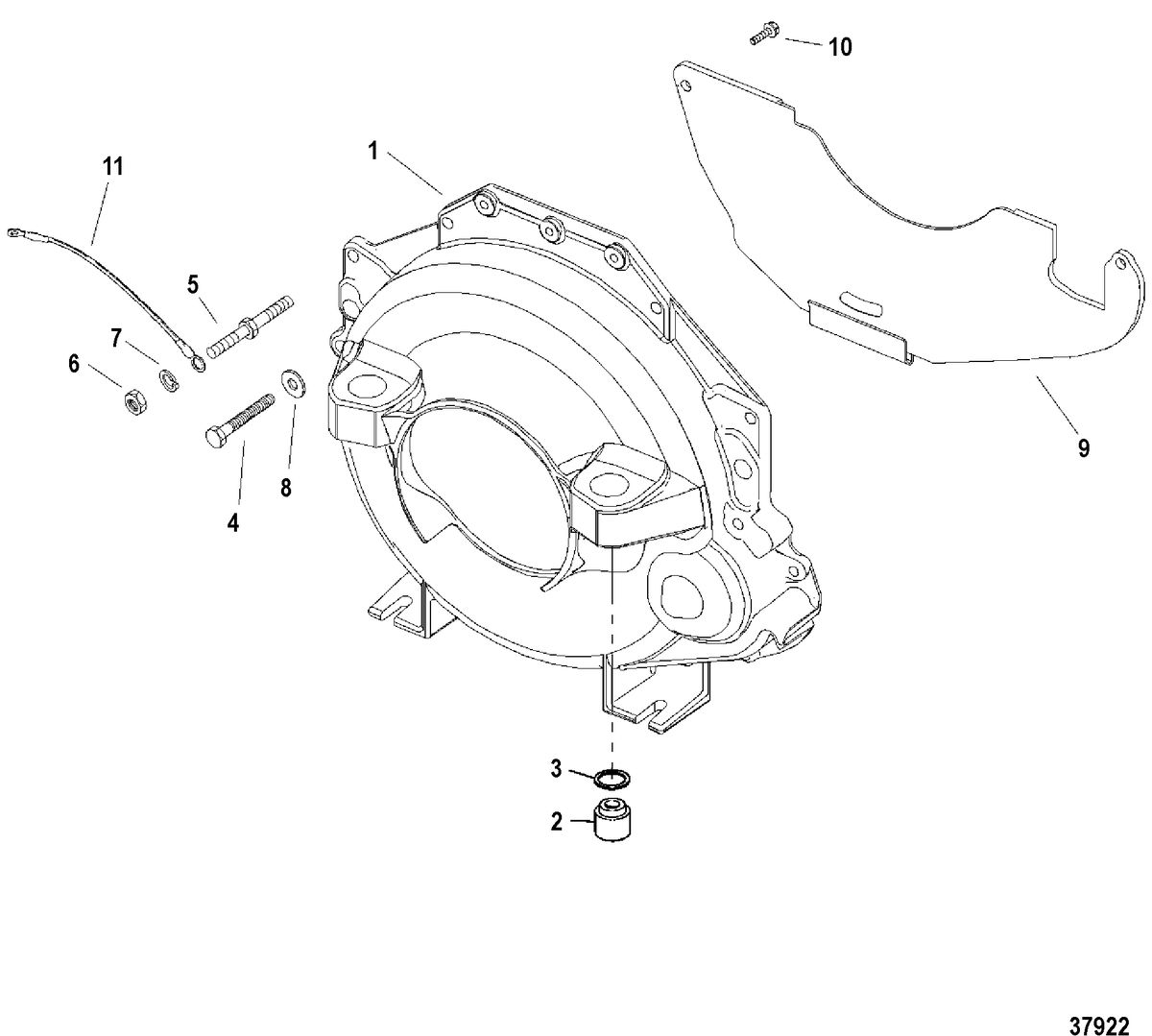 MERCRUISER 7.4L BRAVO I, II, III, ENGINE FLYWHEEL HOUSING
