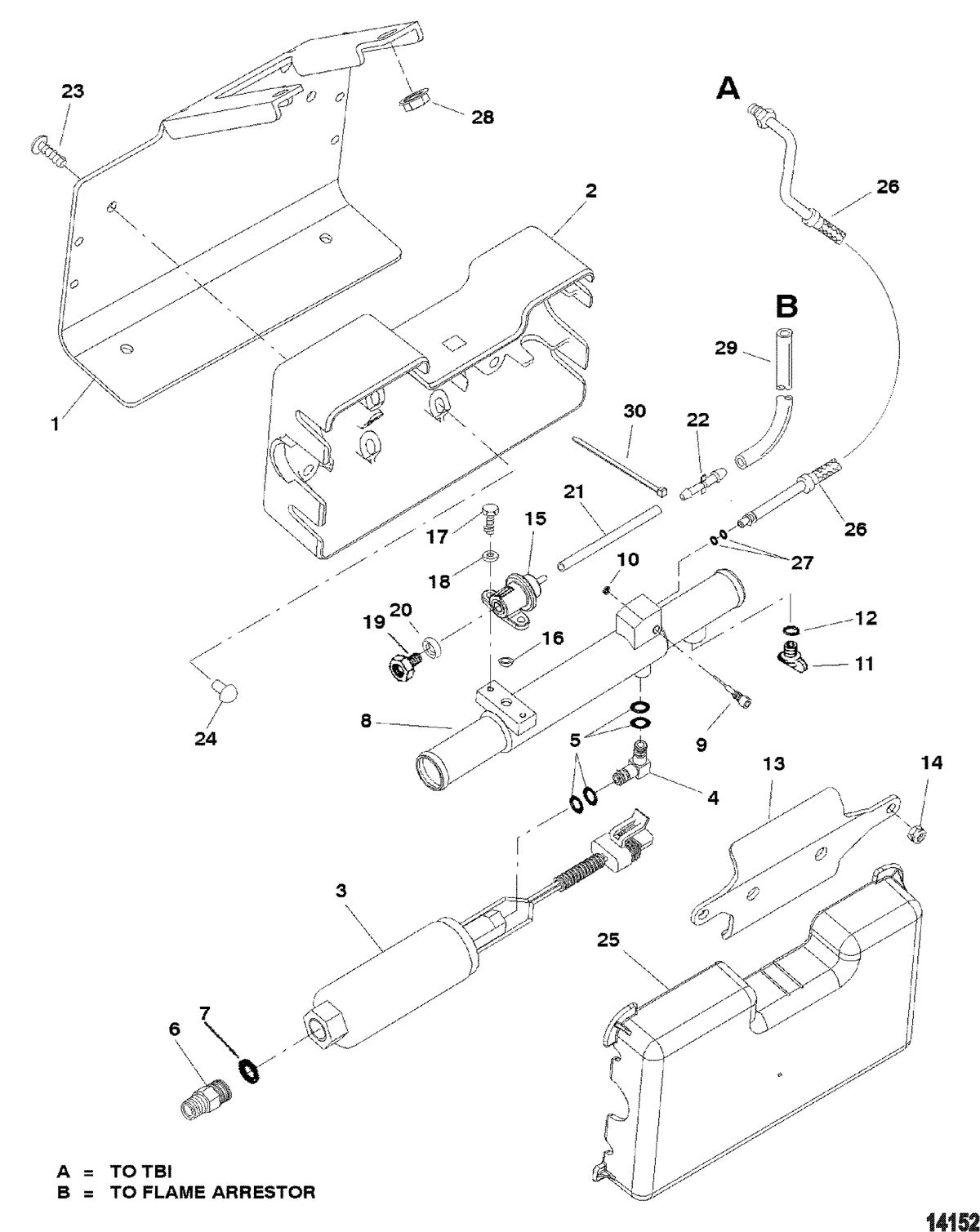 MERCRUISER 5.0L / 5.7L EFI ALPHA/BRAVO (GEN +) ENGINE Fuel Pump And Fuel Cooler