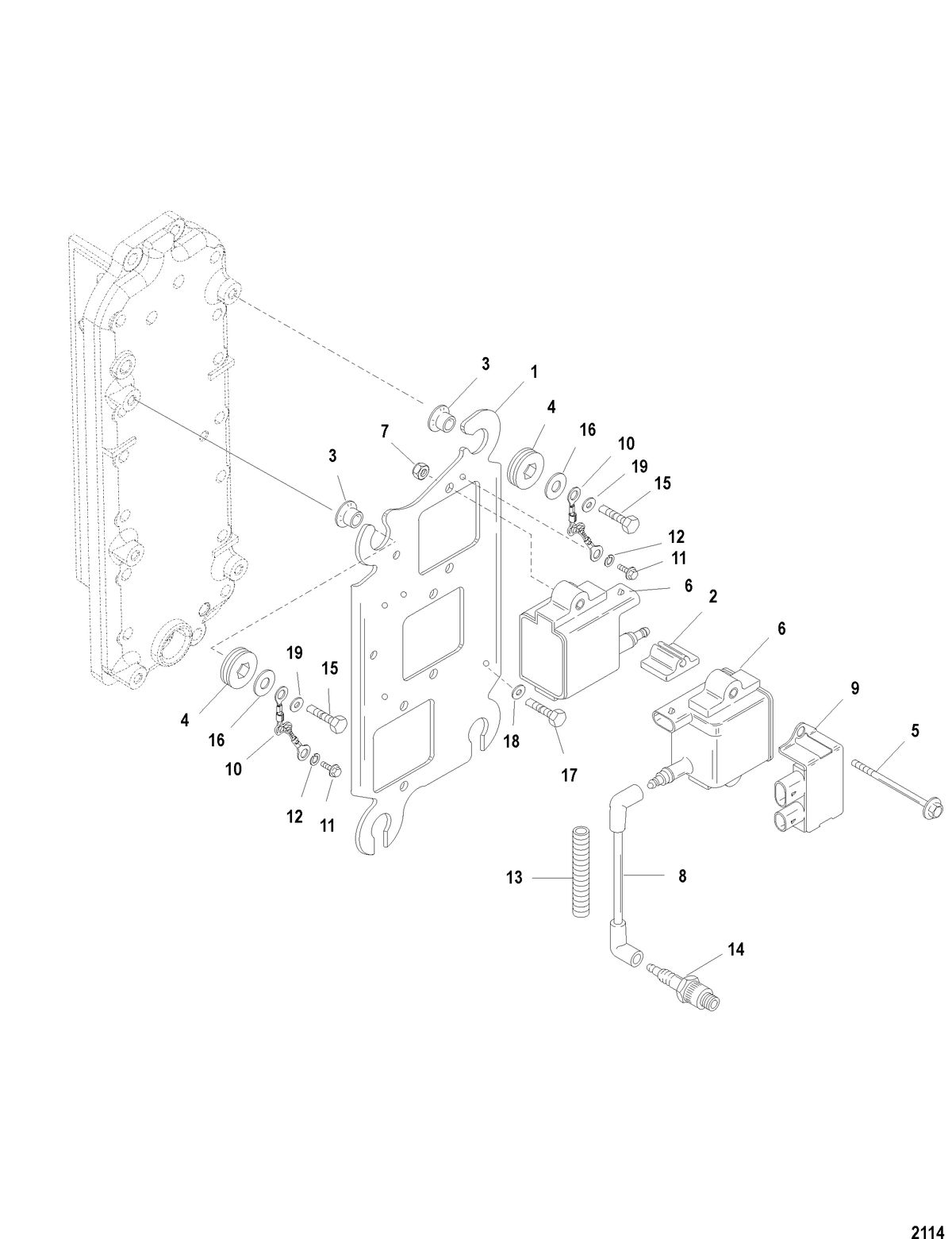 MERCURY/MARINER 135/150/175 DFI (2.5L) COIL PLATE ASSEMBLY