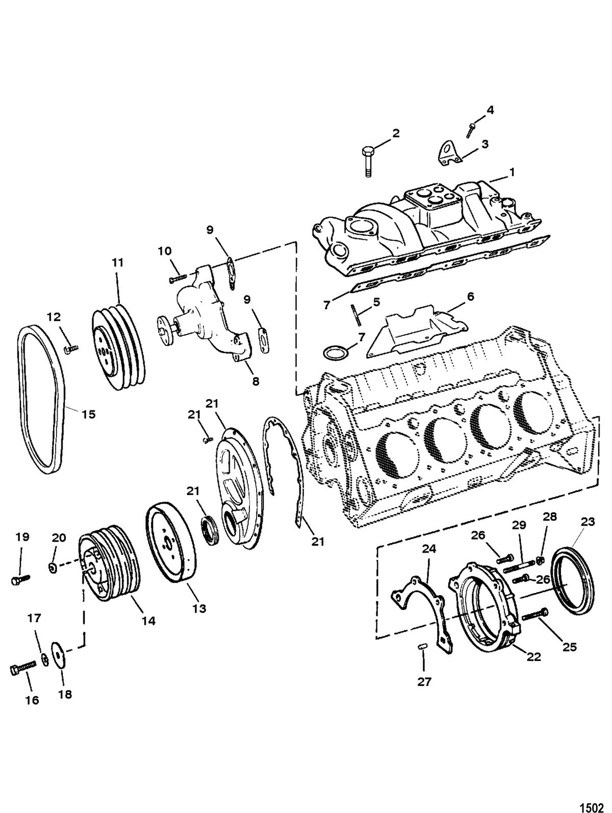 MERCRUISER MIE 5.7L INBOARD INTAKE MANIFOLD AND FRONT COVER
