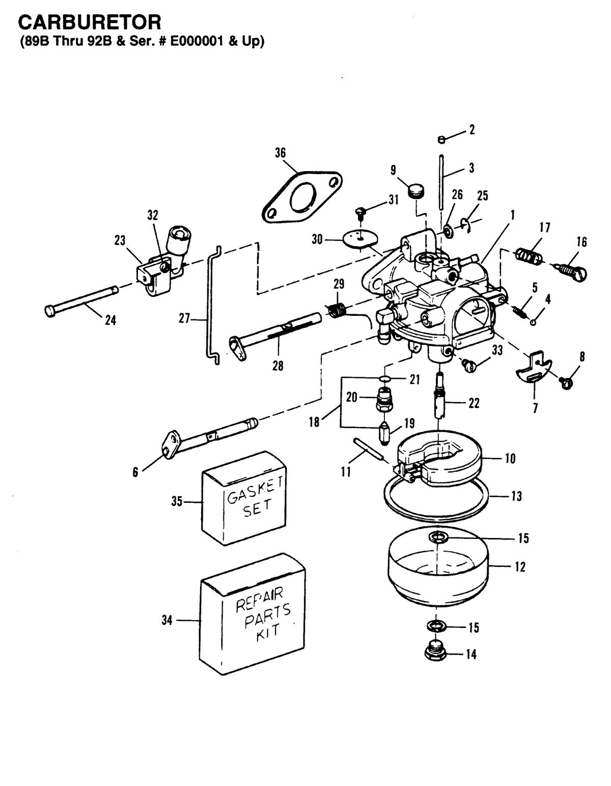 FORCE 5 HP CARBURETOR (89B THRU 92B)