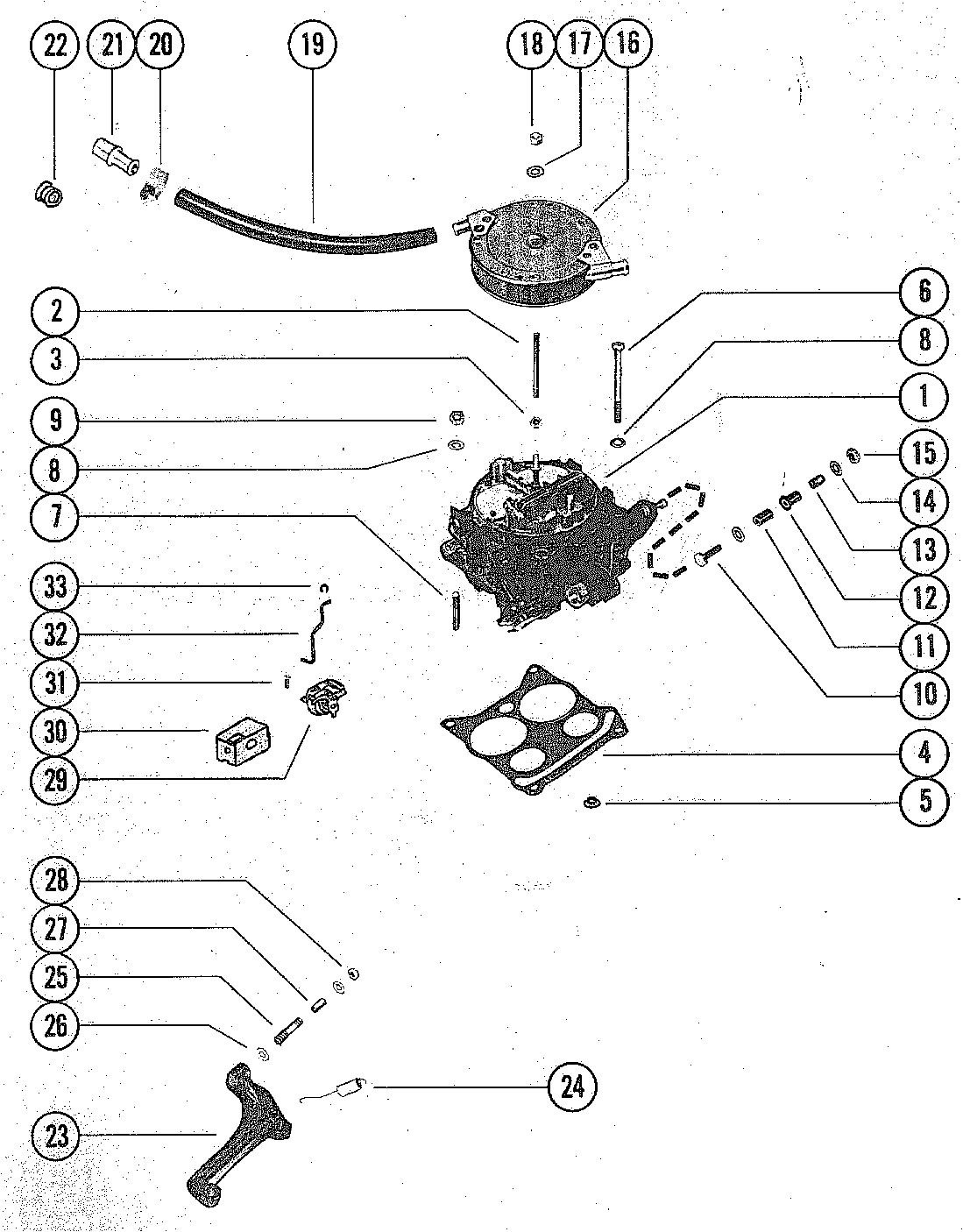 MERCRUISER 280 ENGINE CARBURETOR AND AUTOMATIC CHOKE