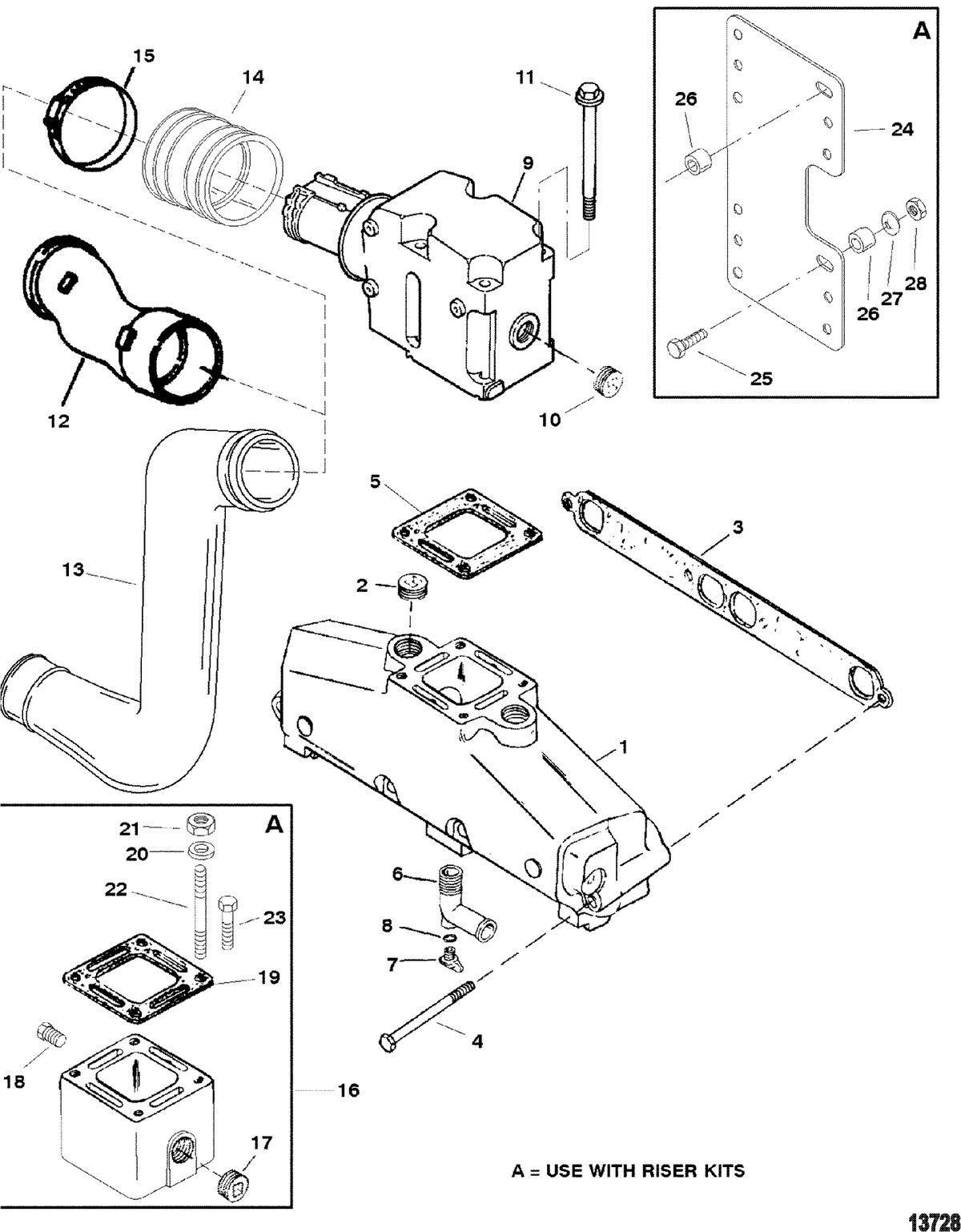MERCRUISER 350 MAG MPI TOURN SKI (GEN +) Exhaust Manifold And Exhaust Elbow