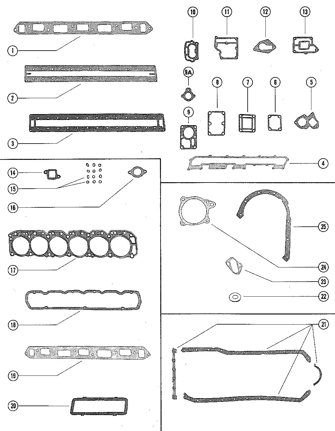 MERCRUISER 160 ENGINE GASKETS AND GASKET SETS