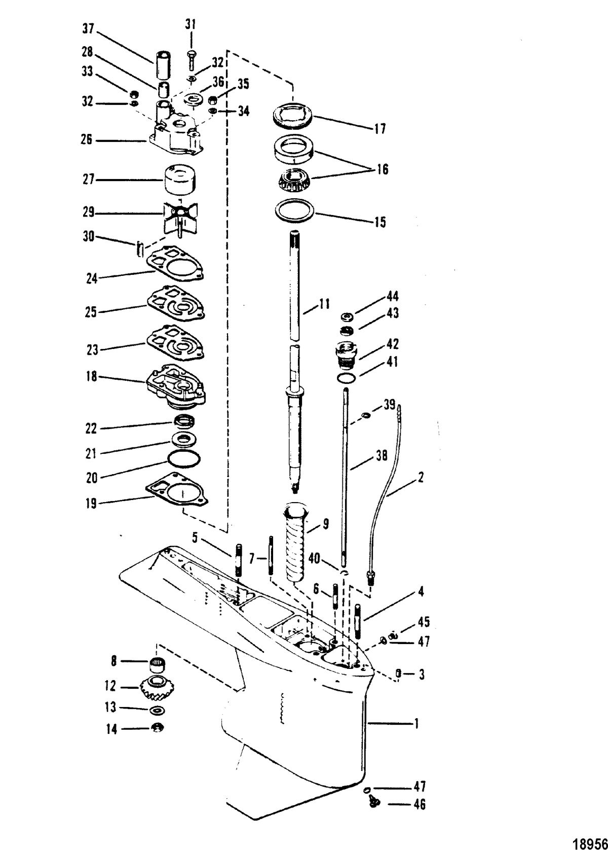 MERCURY/MARINER 200 H.P. (V-6) (1978-1988 COMBINED BOOKS) Gear Housing(Driveshaft)(With a Driveshaft Nut)