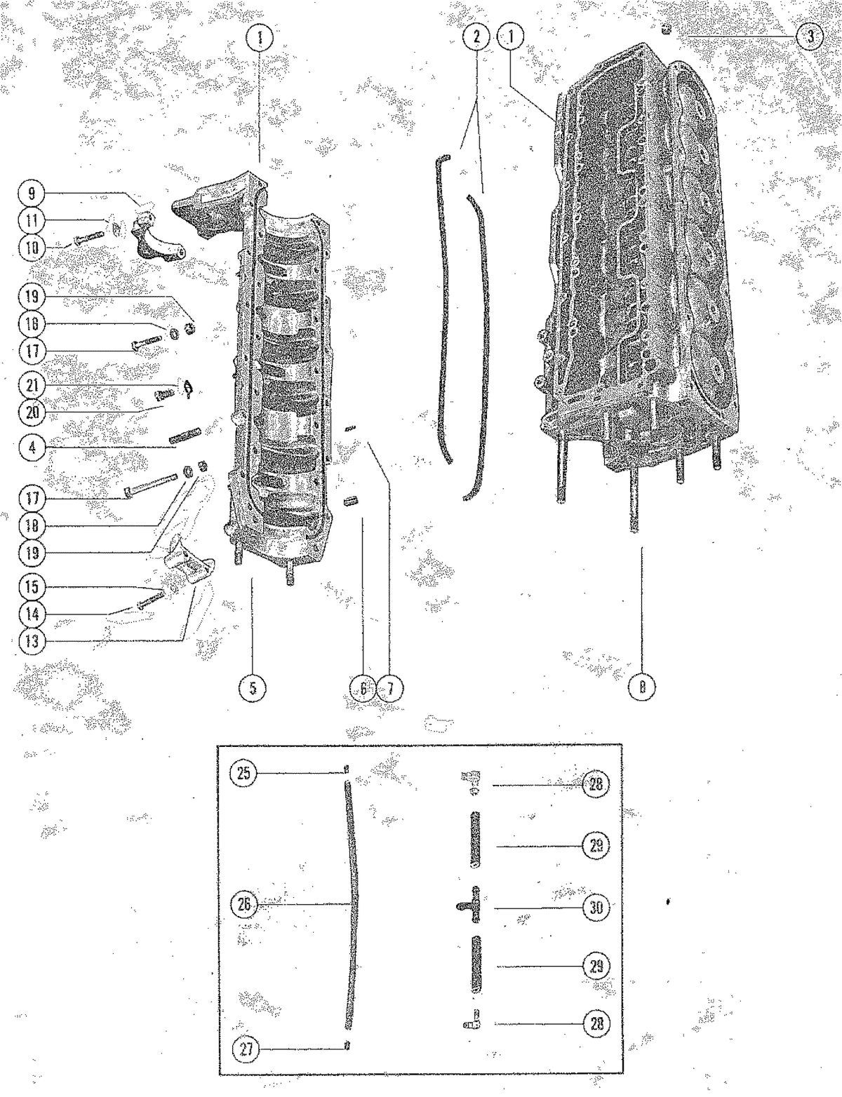 MARINER 115 HORSEPOWER CYLINDER BLOCK AND CRANKCASE ASSEMBLY