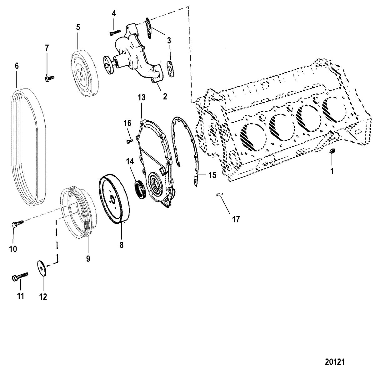 MERCRUISER 7.4L MPI BRAVO L29 (GEN VI) WATER PUMP AND FRONT COVER