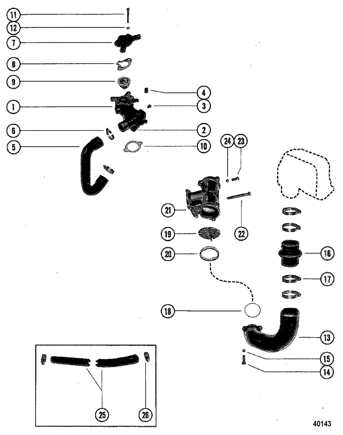MERCRUISER 260 ENGINE (G.M.) THERMOSTAT HOUSING