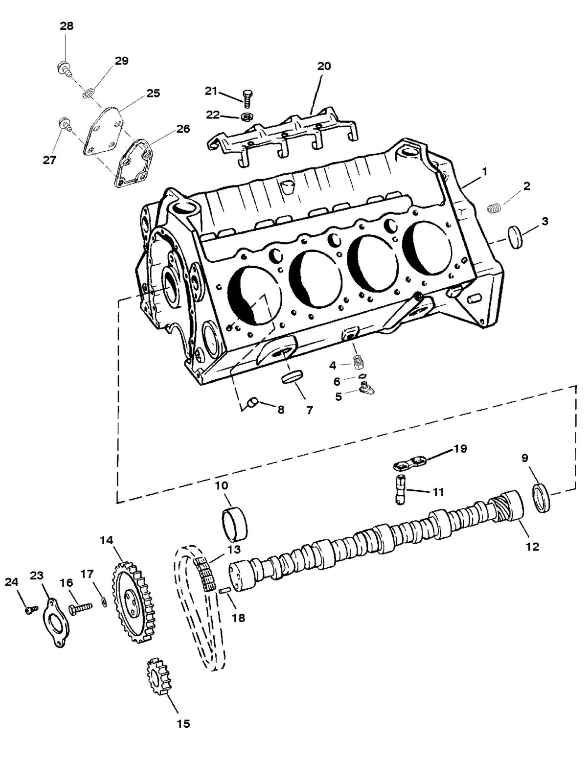 MERCRUISER 350 MAGNUM TBI TOURN SKI CYLINDER BLOCK AND CAMSHAFT