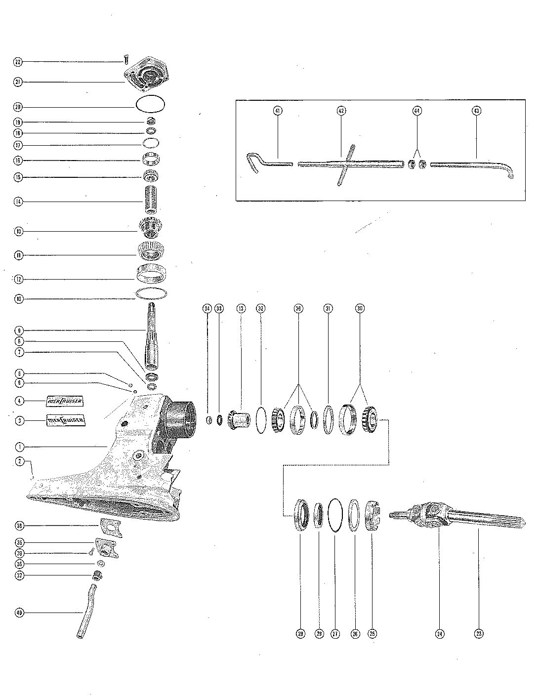 MERCRUISER 1A-1B-1C STERN DRIVES DRIVE SHAFT HOUSING ASSEMBLY AND GEAR ASSEMBLY