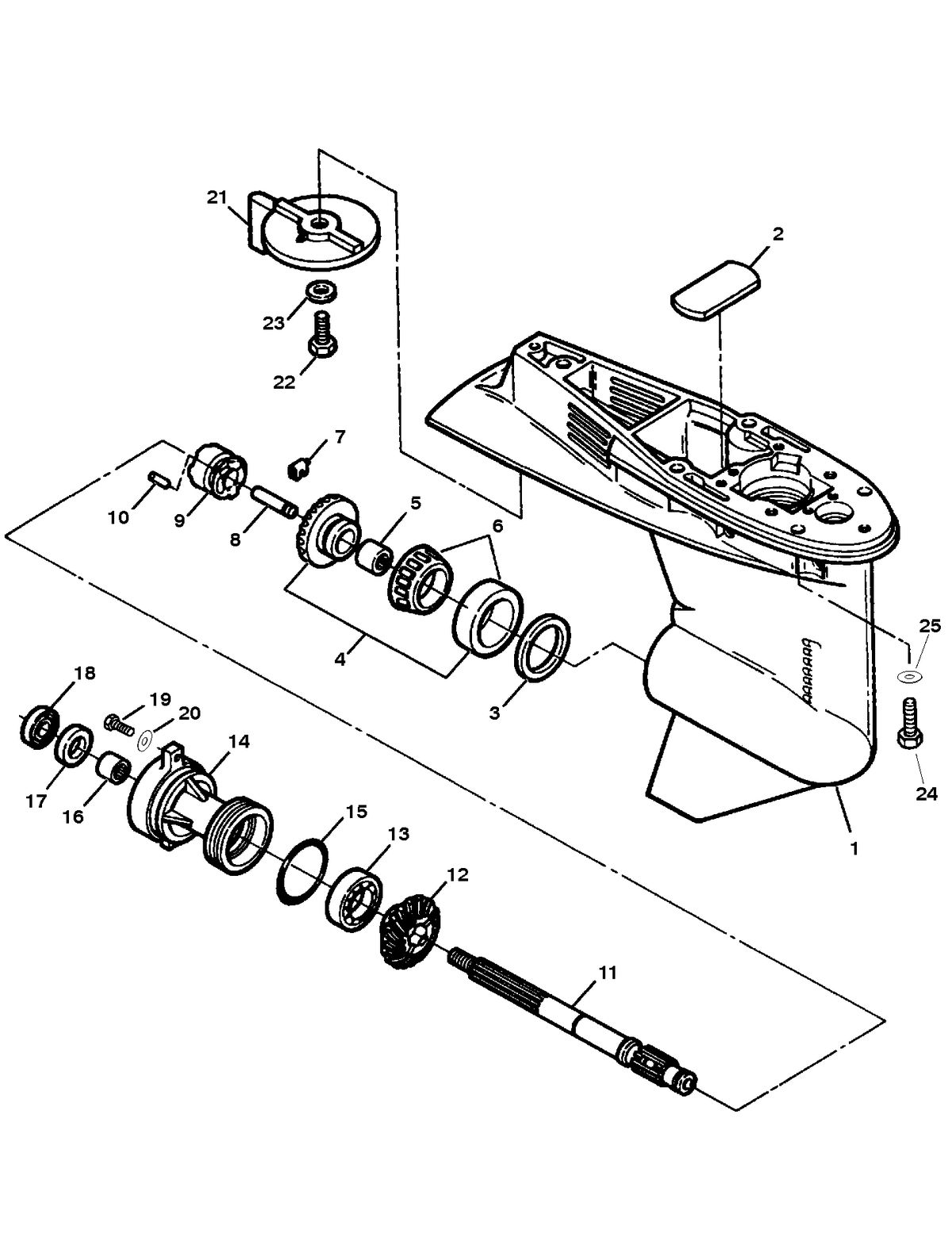 FORCE FORCE 75 H.P. (1998) GEAR HOUSING ASSEMBLY