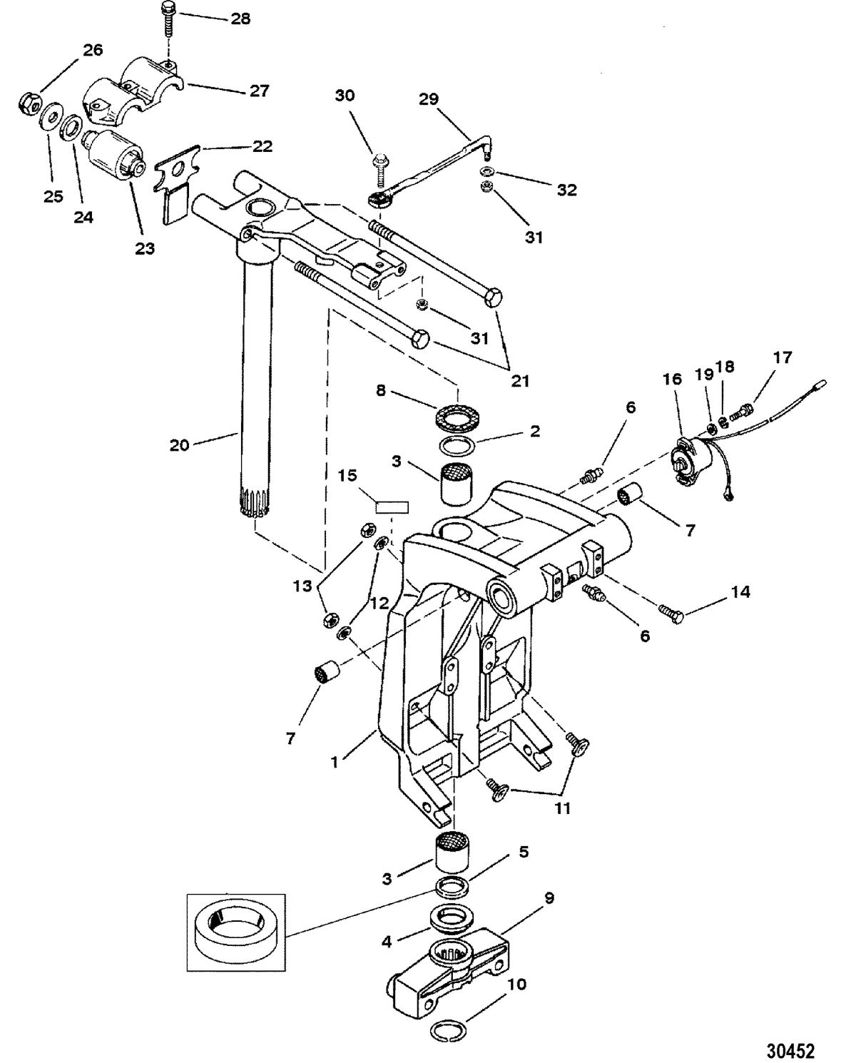MERCURY/MARINER 200/225 (3.0L DFI) SWIVEL BRACKET AND STEERING ARM