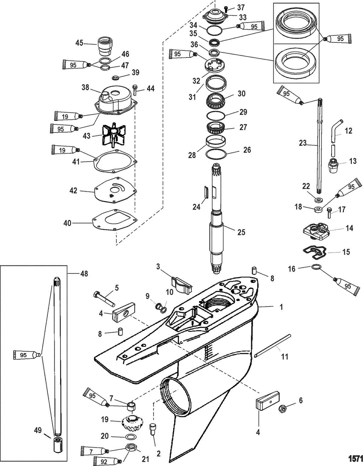 RACE OUTBOARD 250 XS(3.0L DFI) Gear Housing, Driveshaft - TorqueMaster