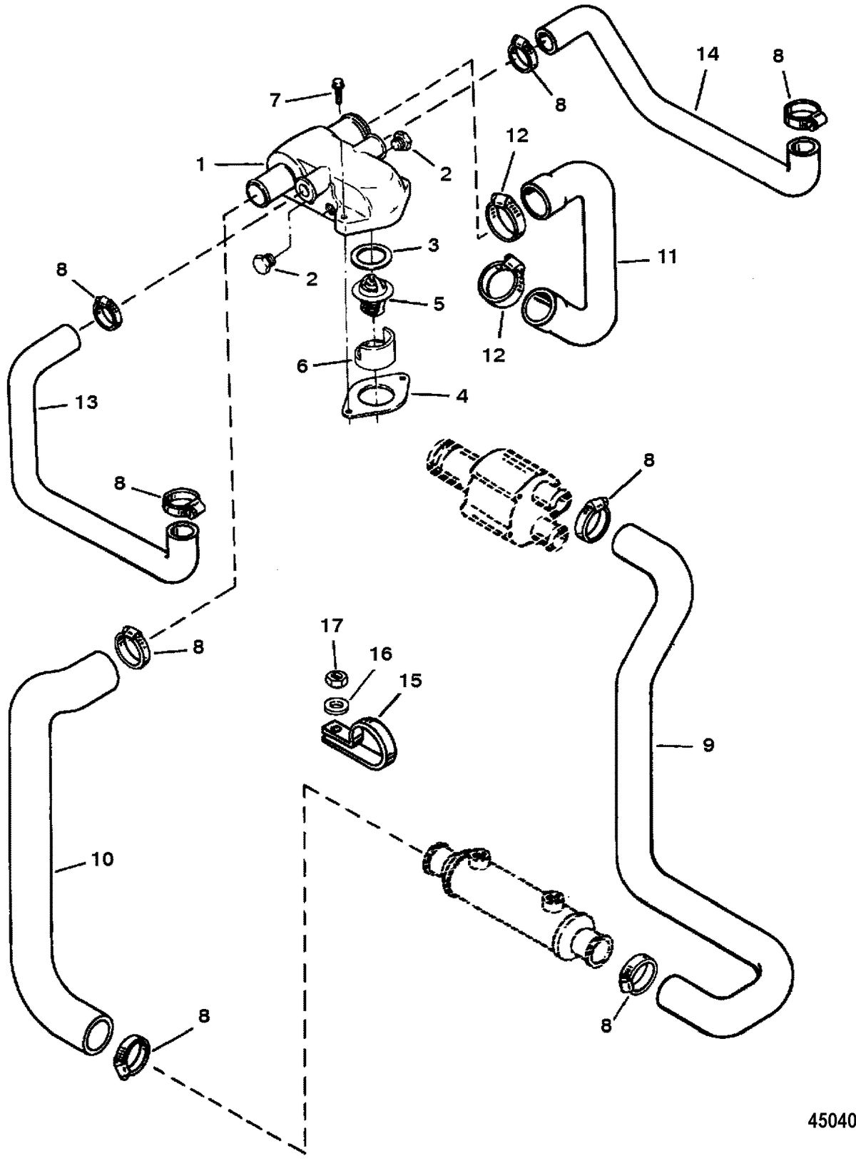 MERCRUISER 350 MAG EFI TOURN SKI THERMOSTAT HOUSING(STAINLESS STEEL) (STANDARD COOLING)