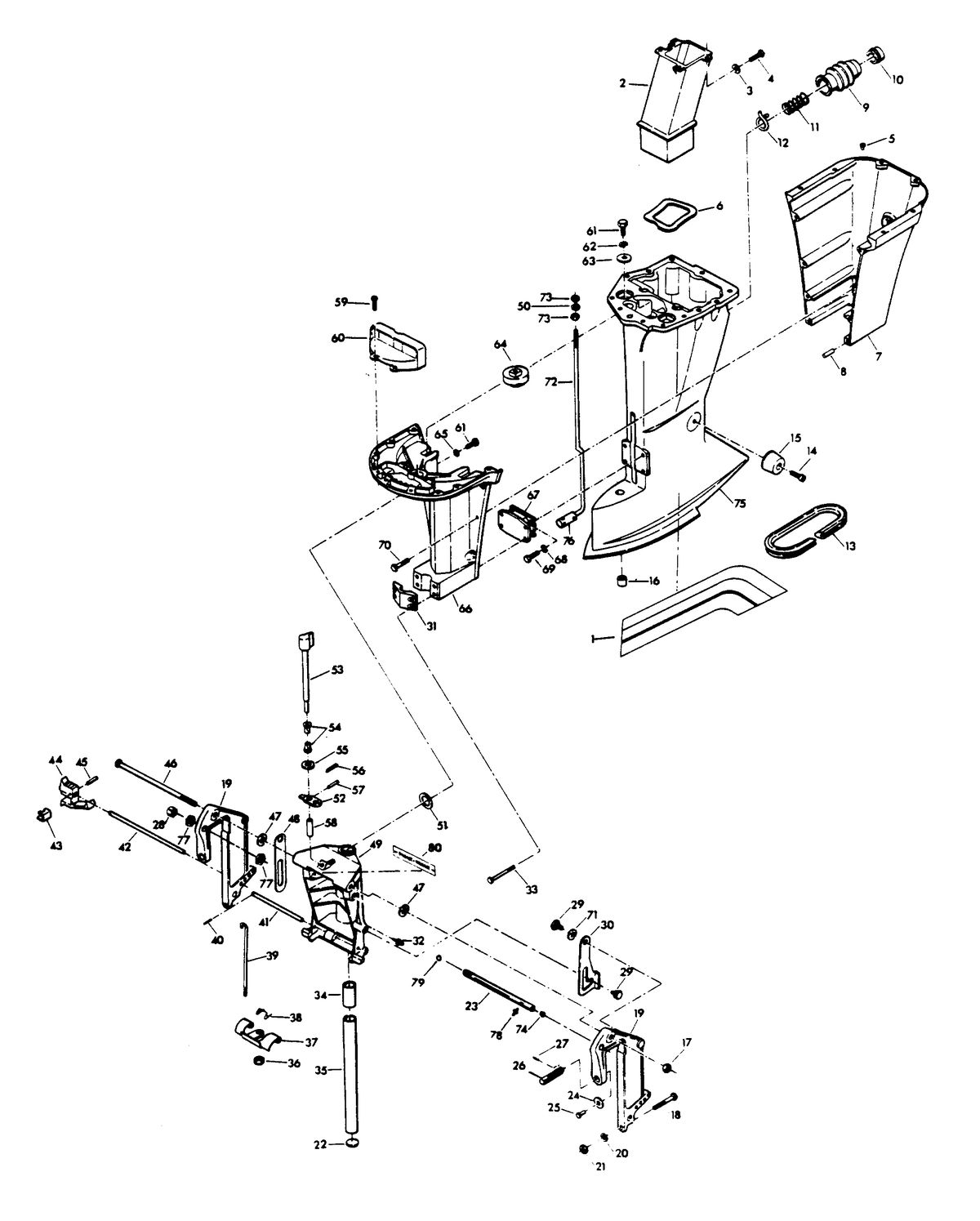 CHRYSLER 85 H.P. MOTOR LEG