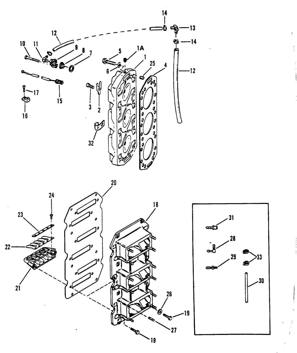 RACE OUTBOARD 2.5L (CARB) REED BLOCK AND CYLINDER HEAD
