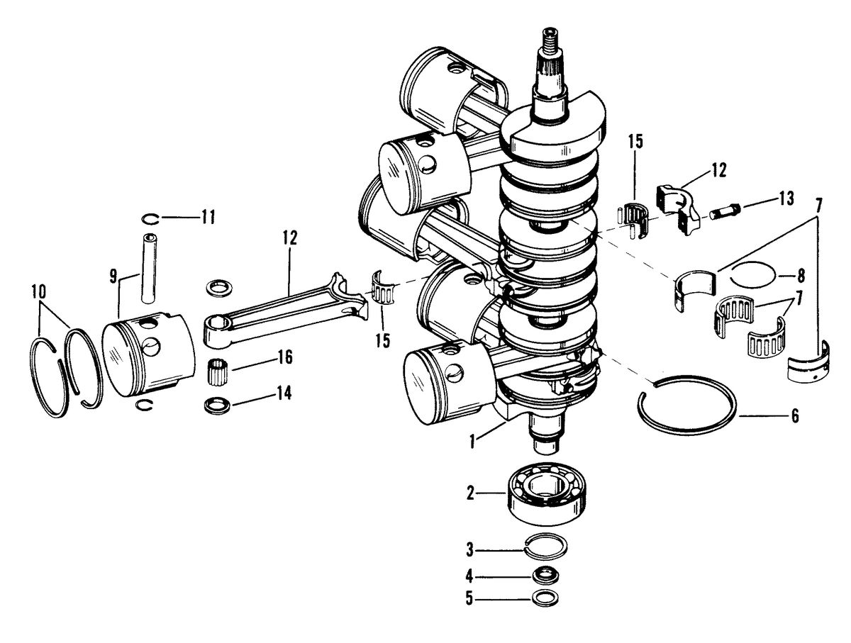 RACE OUTBOARD 2.4L EFI BASS/OFFSHORE CRANKSHAFT,PISTONS AND CONNECTING RODS