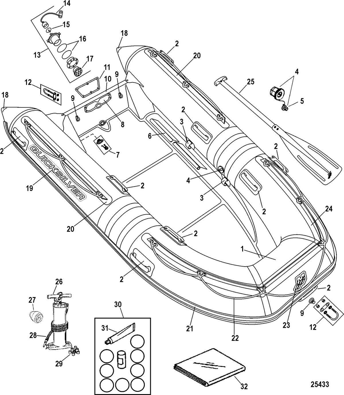 INFLATABLES OCEANRUNNER HYPALON RIB Quicksilver RIB OceanRunner (320/340 Models), 2006 thru 2009