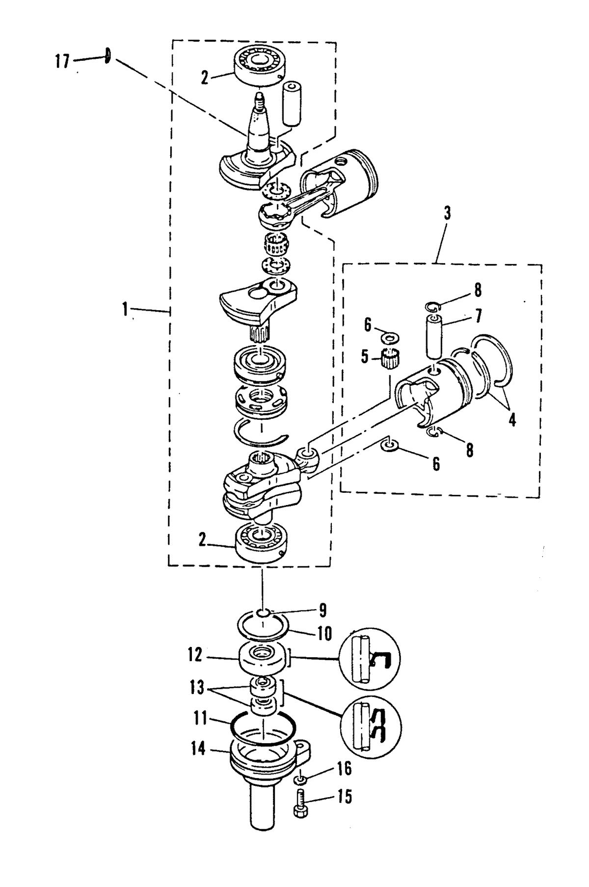 MARINER 25 HP K CRANKSHAFT AND PISTON