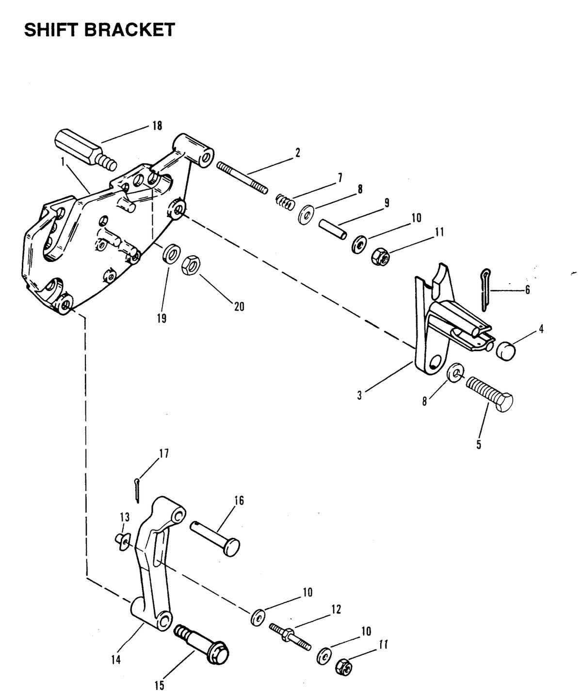 MERCRUISER D-254 TURBO ACDIESEL ENGINE STERN DRIVE/INBOARD SHIFT BRACKET (STERN DRIVE)