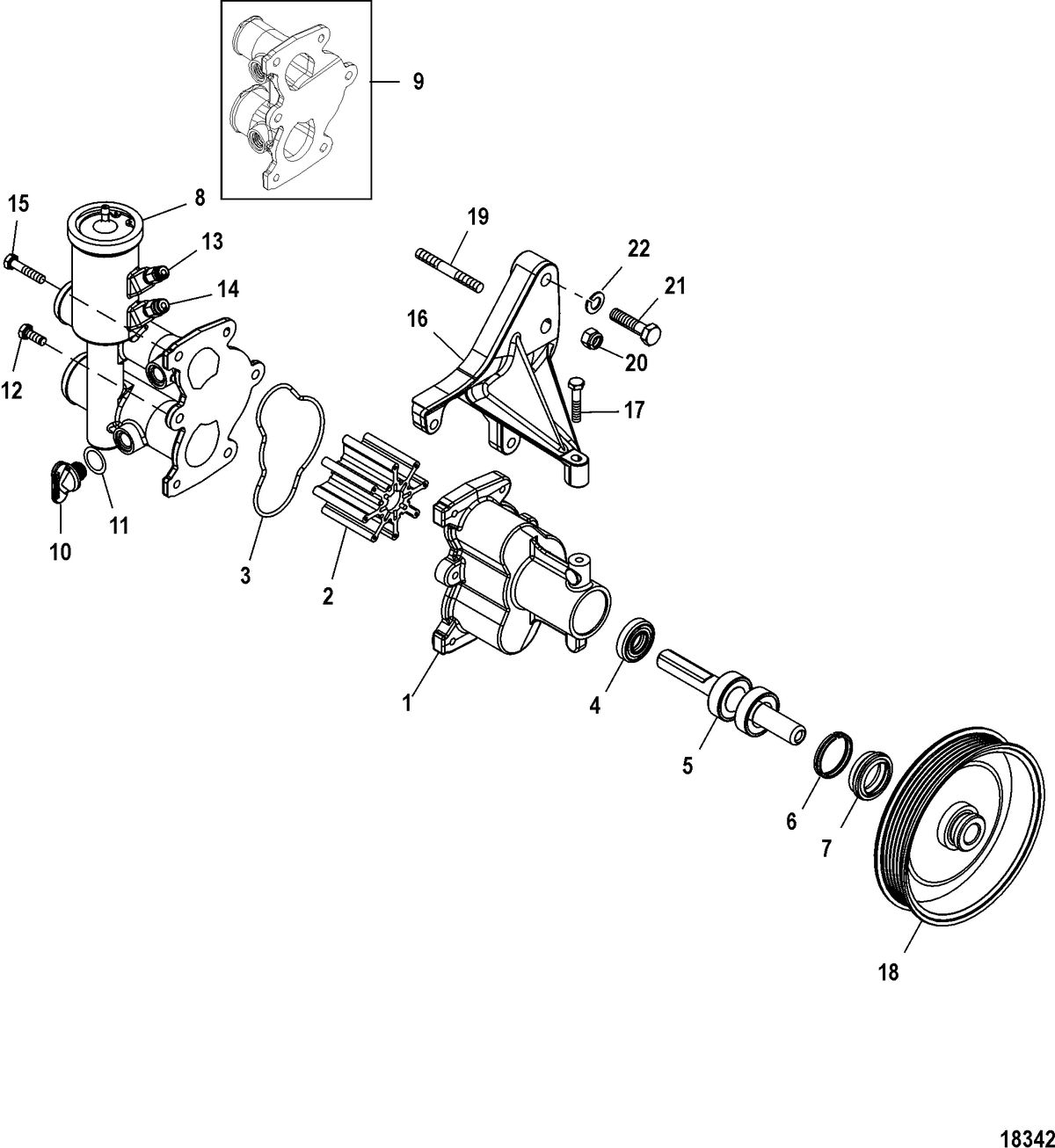 MERCRUISER 350 MAG MX 6.2L MPI INBOARD Sea Water Pump Assembly
