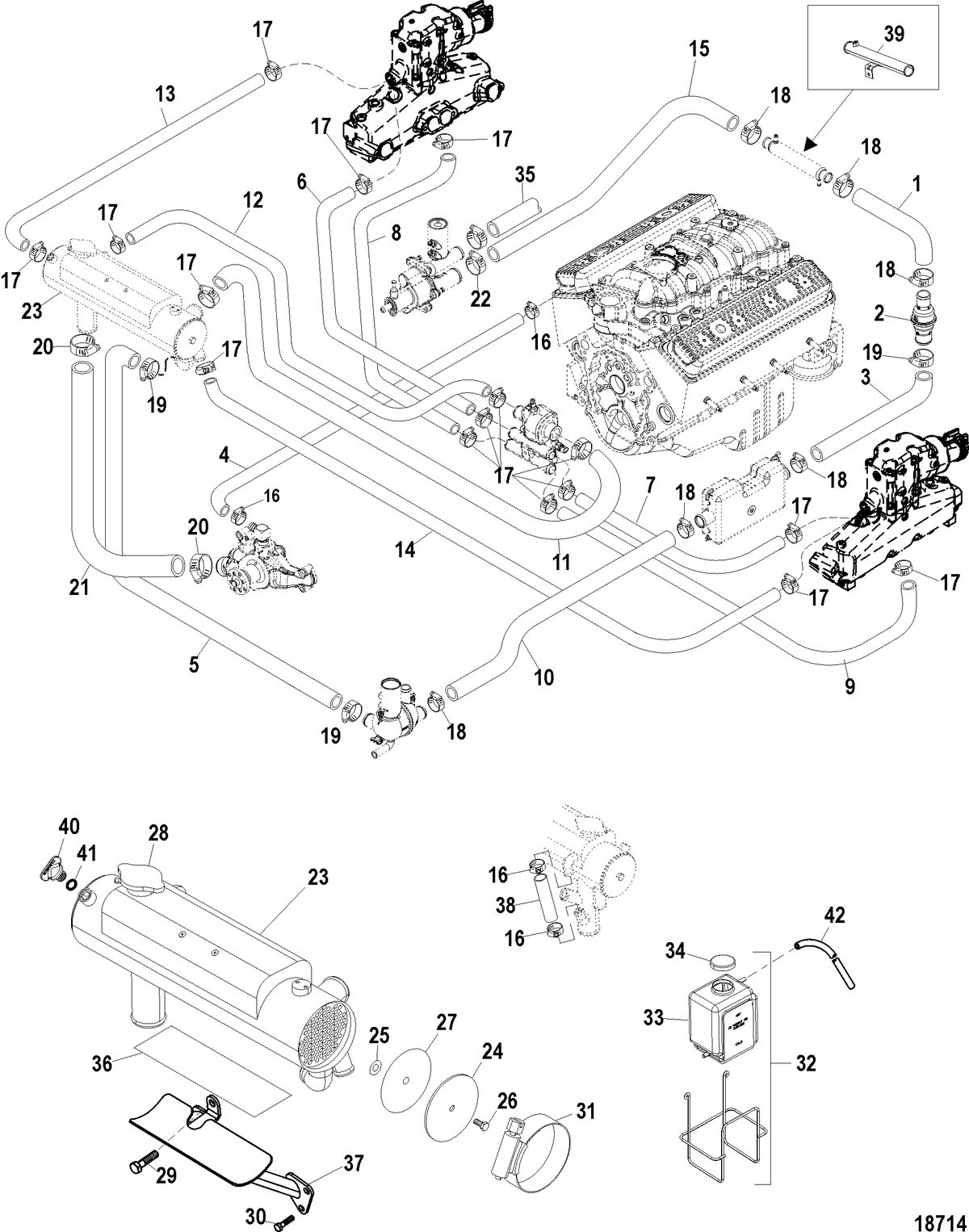 MERCRUISER 5.0L,350 MAG,MX 6.2L MPI STERNDRIVE Closed Cooling System (ALPHA)
