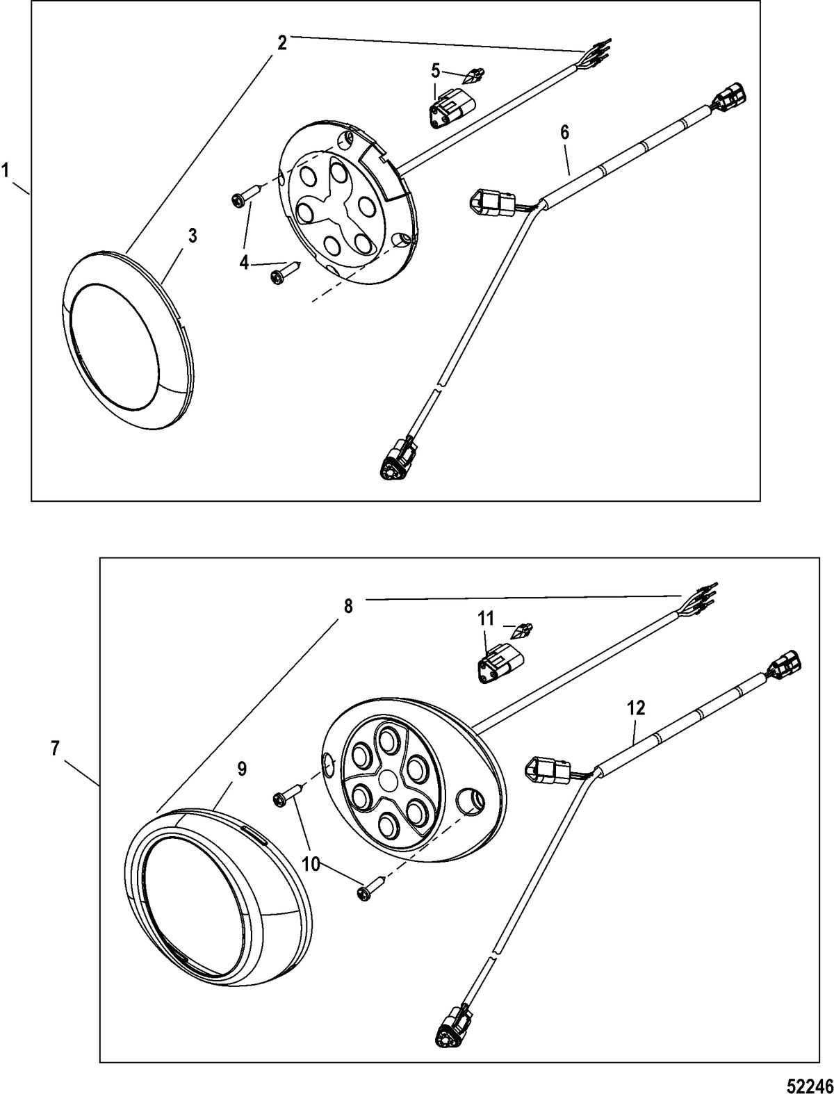 ACCESSORIES ELECTRICAL COMPONENTS AND HARNESSES Moving Prop Alert Light and Y Harness, Round / Oval