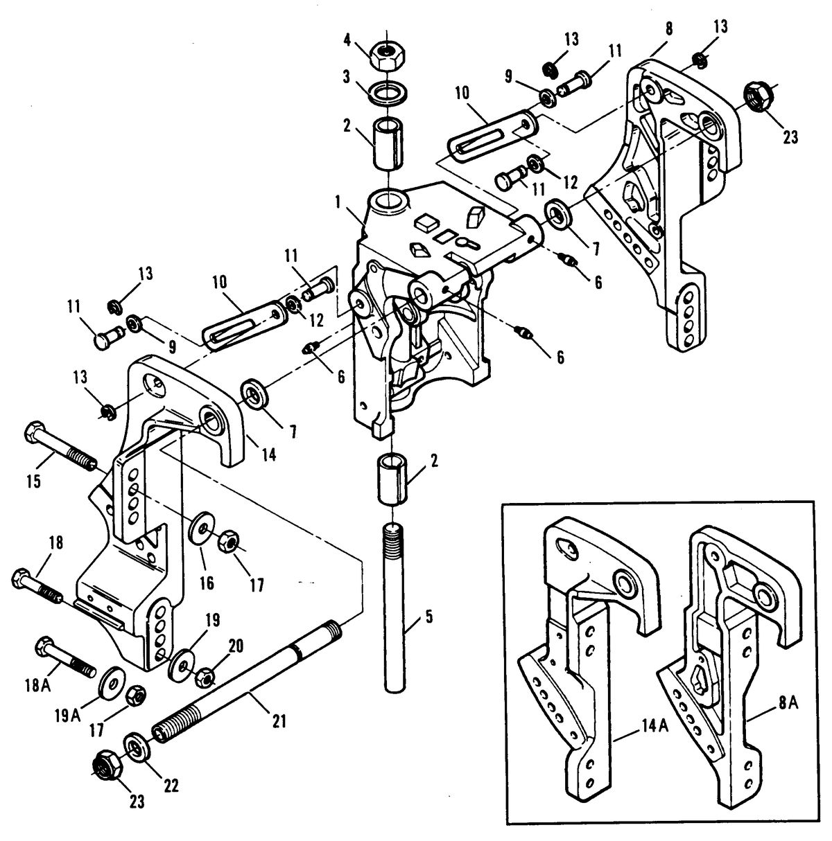 FORCE 70 H.P. SWIVEL BRACKET/STERN BRACKETS (POWER TRIM)