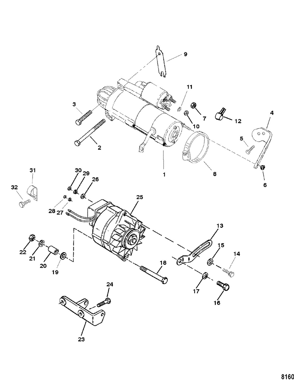 MERCRUISER 3.0L/LX ALPHA ONE Starter Motor and Alternator