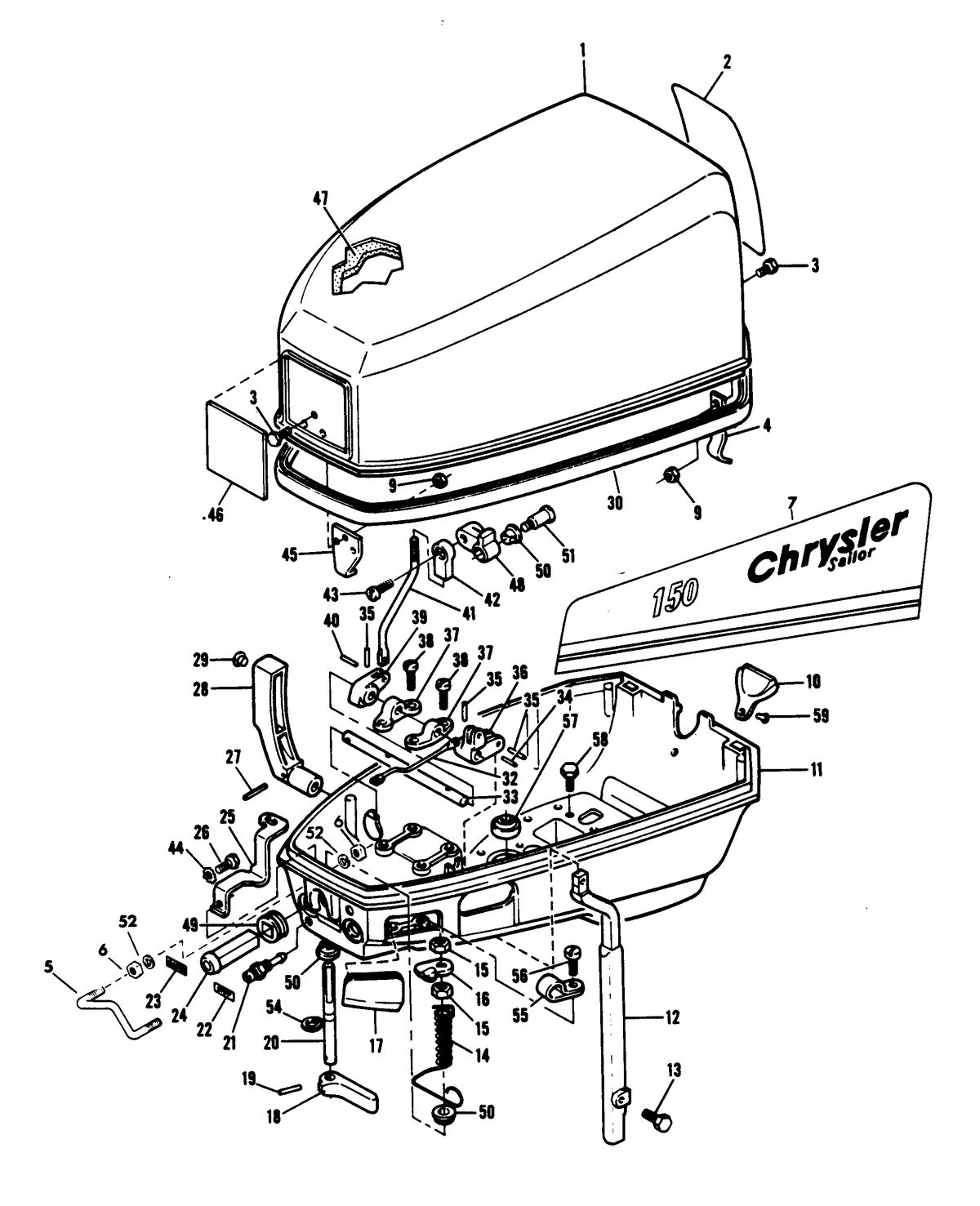 CHRYSLER 7.5 H.P. SAILOR ENGINE COVER AND SUPPORT PLATE