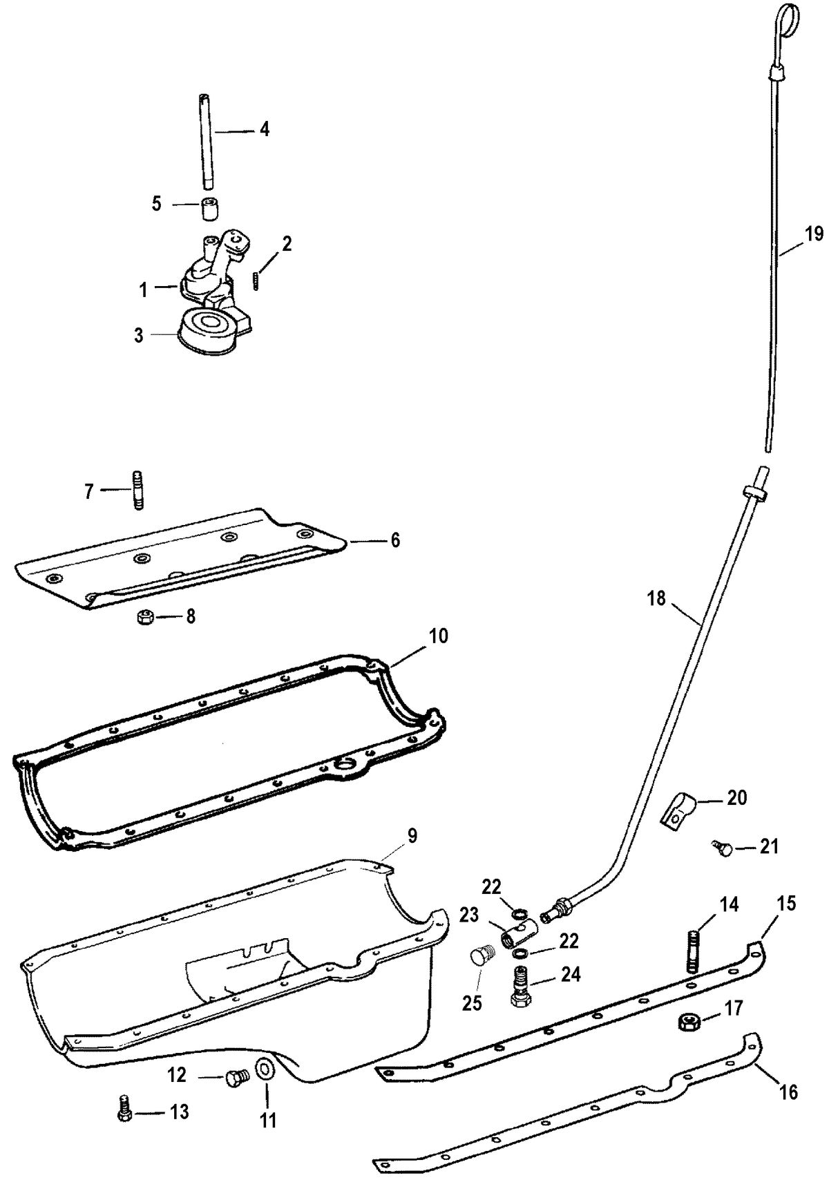 MERCRUISER 5.7L INBOARD ENGINE OIL PAN AND OIL PUMP