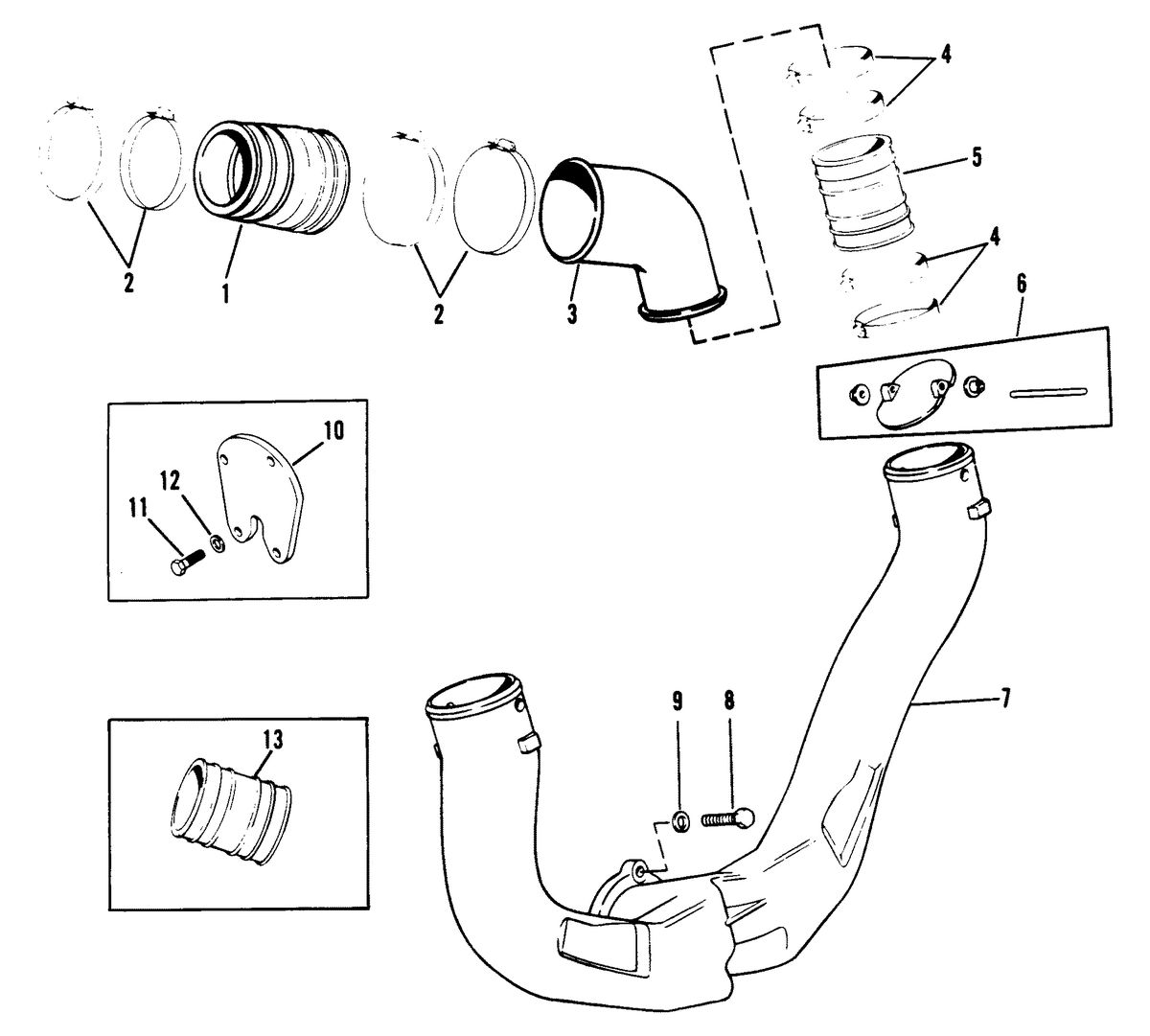 MERCRUISER 454 MAGNUM ALPHA ONE ENGINE EXHAUST SYSTEM