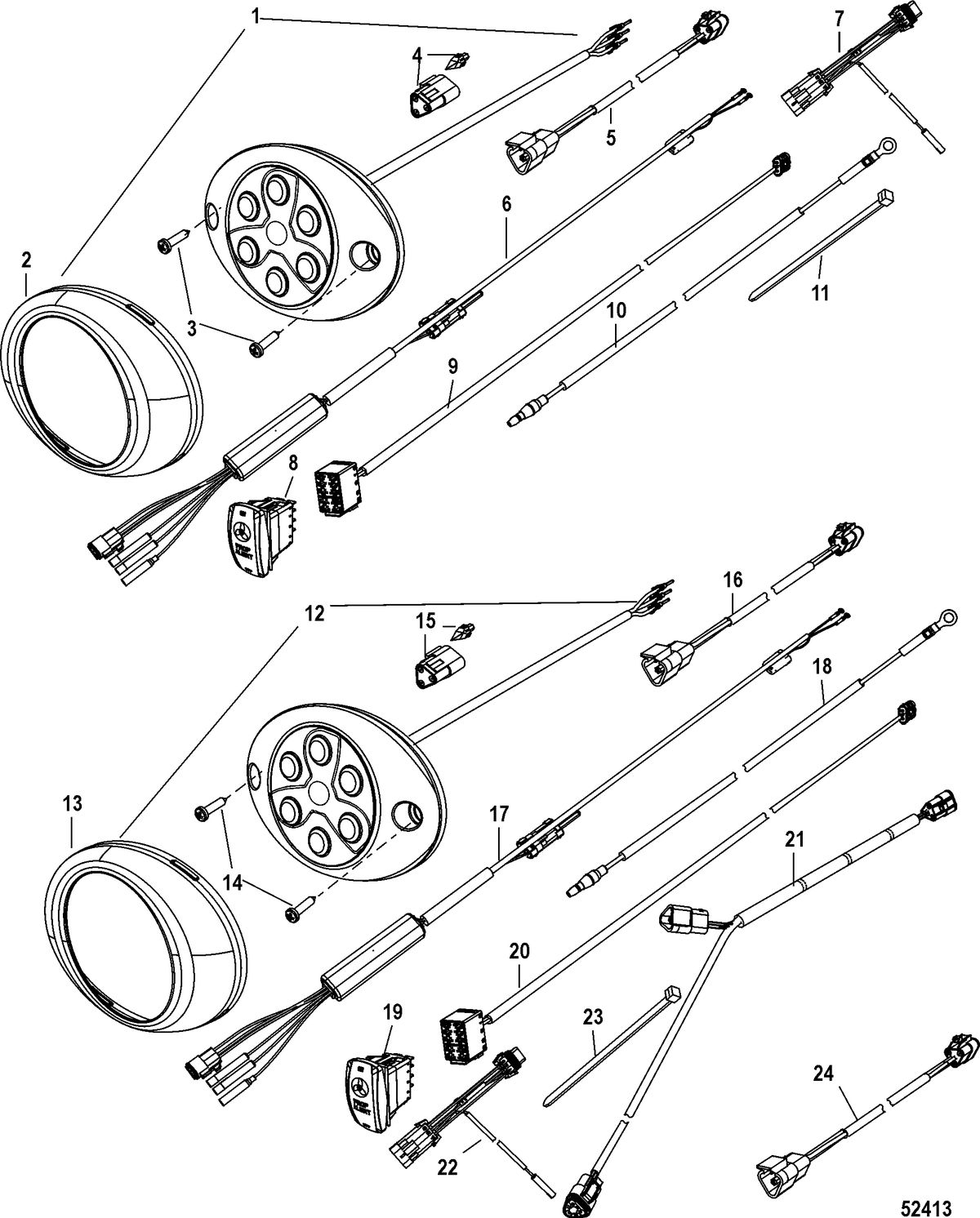 ACCESSORIES ELECTRICAL COMPONENTS AND HARNESSES Moving Prop Alert System-Oval, One/Two Lights - Non Merc