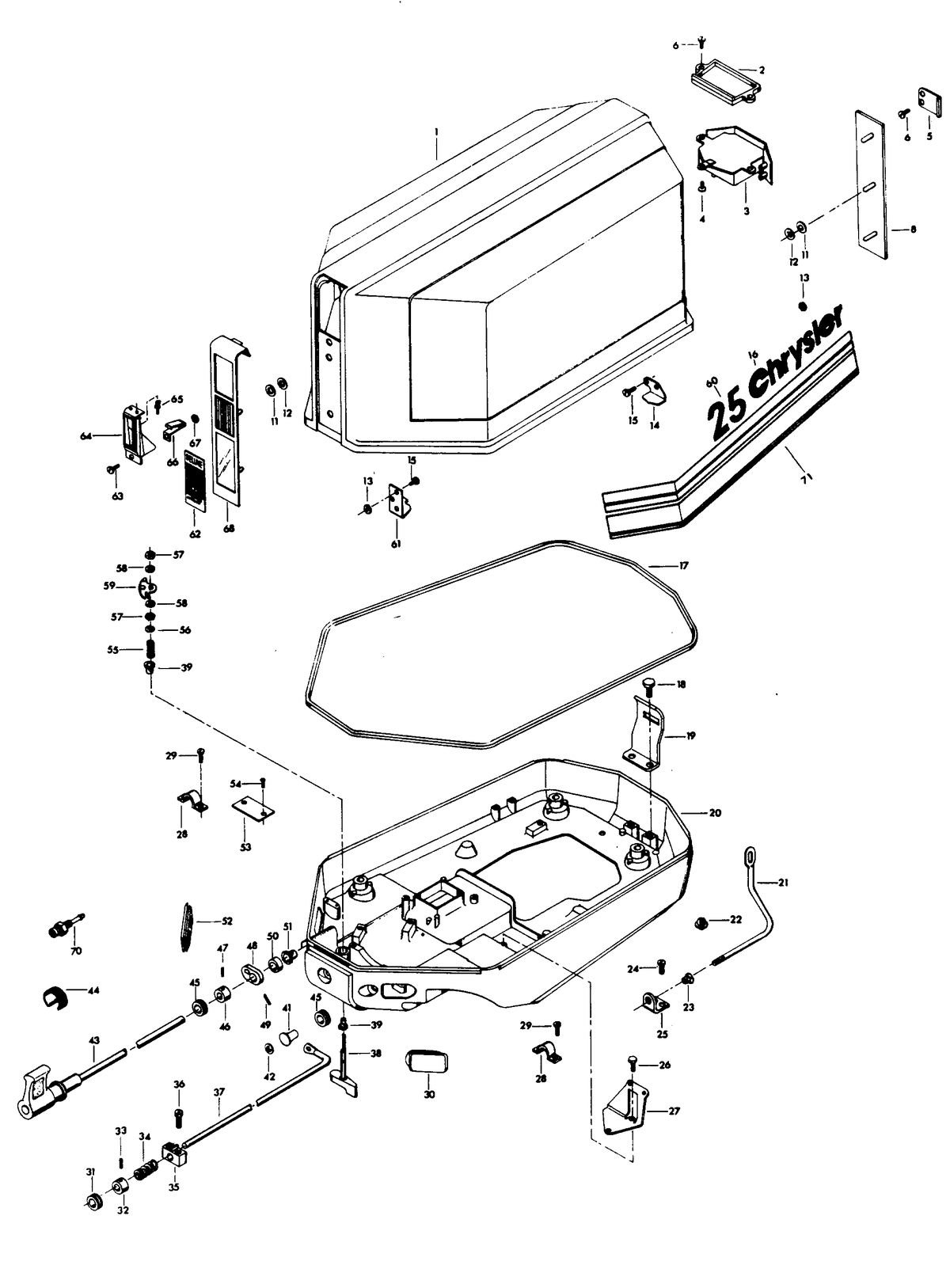 CHRYSLER 25 H.P. ENGINE COVER AND SUPPORT PLATE (MANUAL START MODELS)