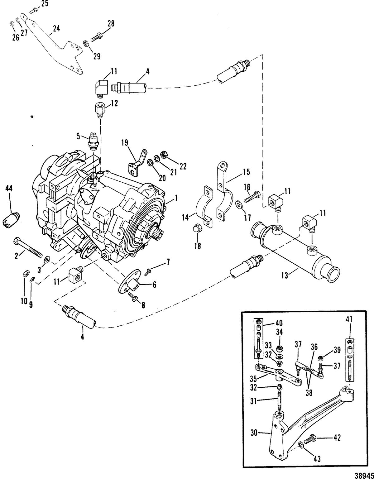 MERCRUISER 340 H.P./7.4L W/BORG WARNER TRANS (GM) TRANSMISSION AND RELATED PARTS(V-DRIVE)