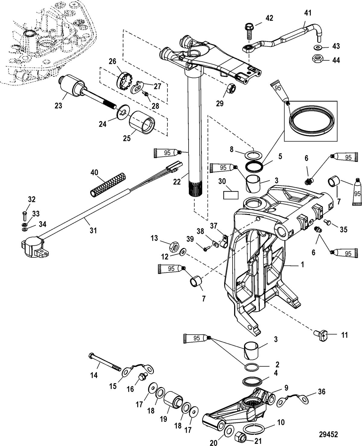 MERCURY/MARINER 135/150/175/200 4-STROKE Swivel Bracket and Steering Arm