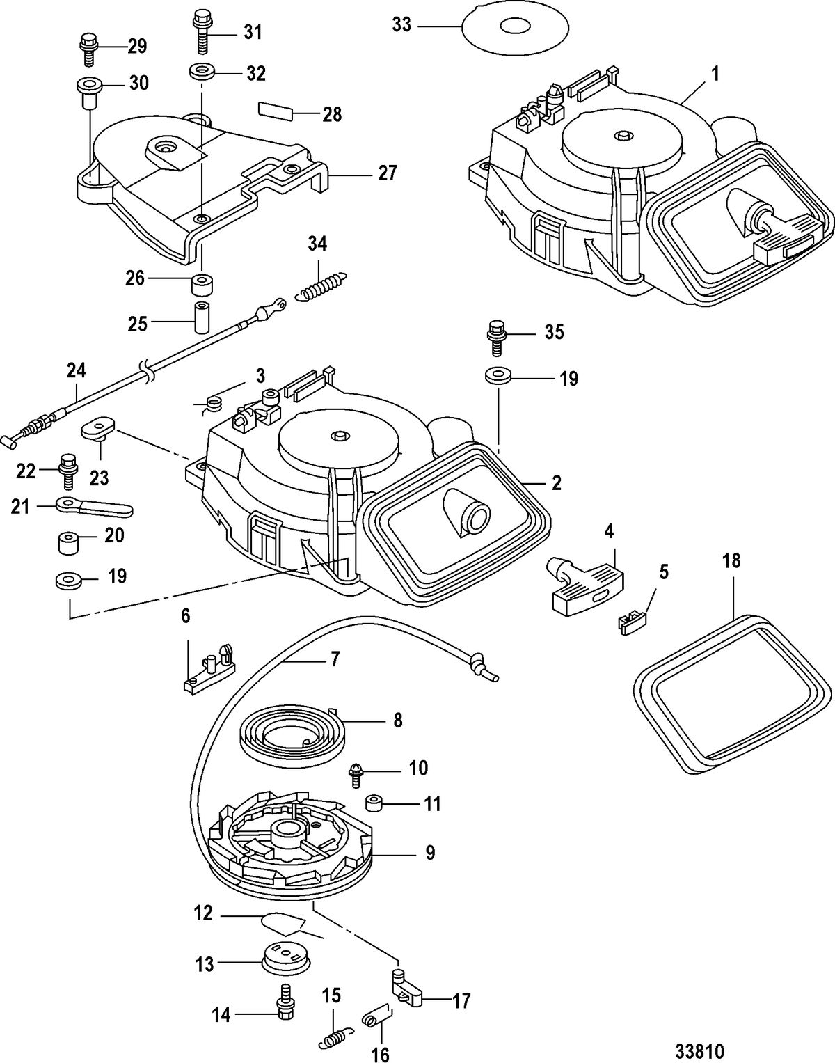 MERCURY/MARINER 15/20 CARBURETOR/2 CYLINDER/4-STROKE Recoil Starter