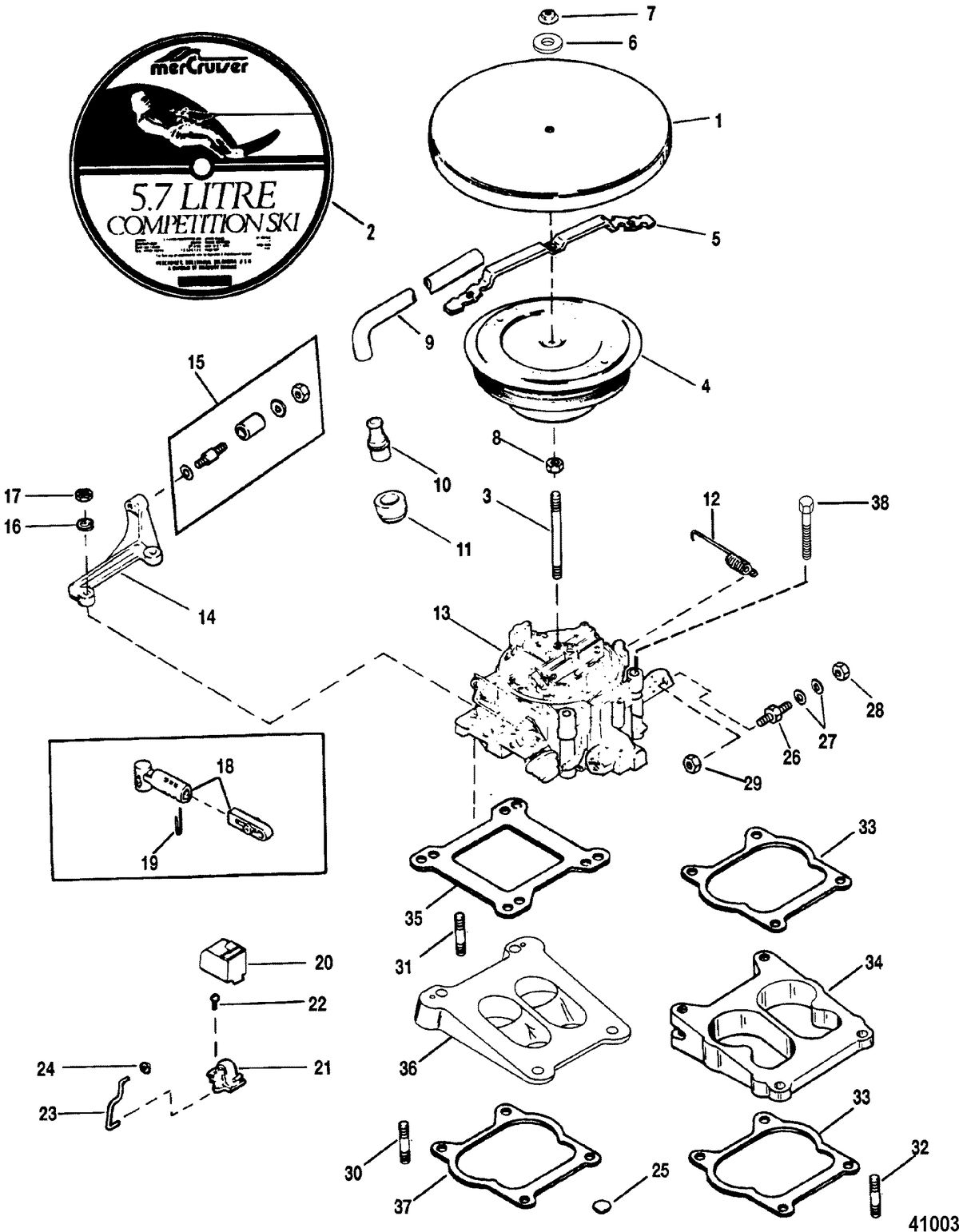 MERCRUISER 5.7L COMPETITION SKI ENGINE Carburetor / Throttle Linkage(WEBER)