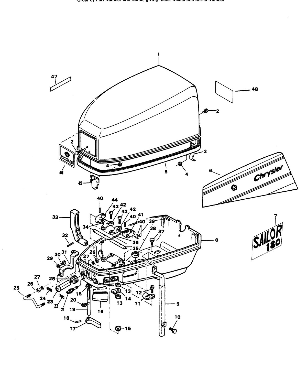 CHRYSLER 7.5 H.P. ENGINE COVER AND SUPPORT PLATE