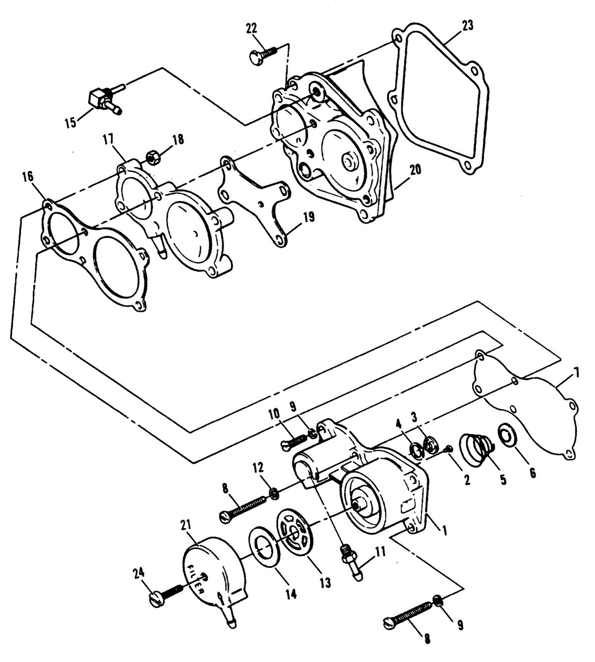 FORCE 150 H.P. FUEL PUMP ASSEMBLY (89A Thru 92C - 0E000001 Thru 0E065371)