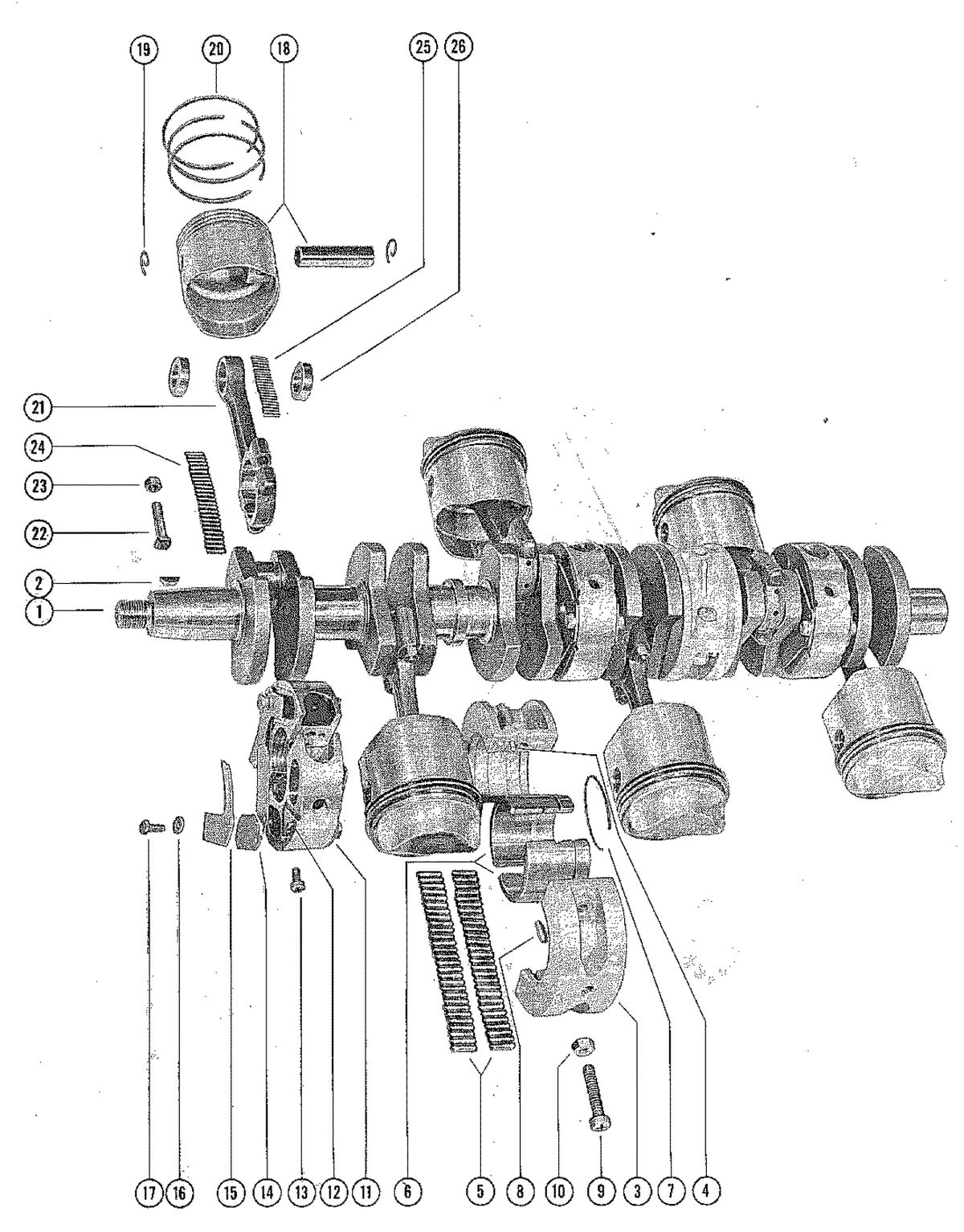 MERCURY MERC 800 CRANKSHAFT, PISTONS AND CONNECTING RODS