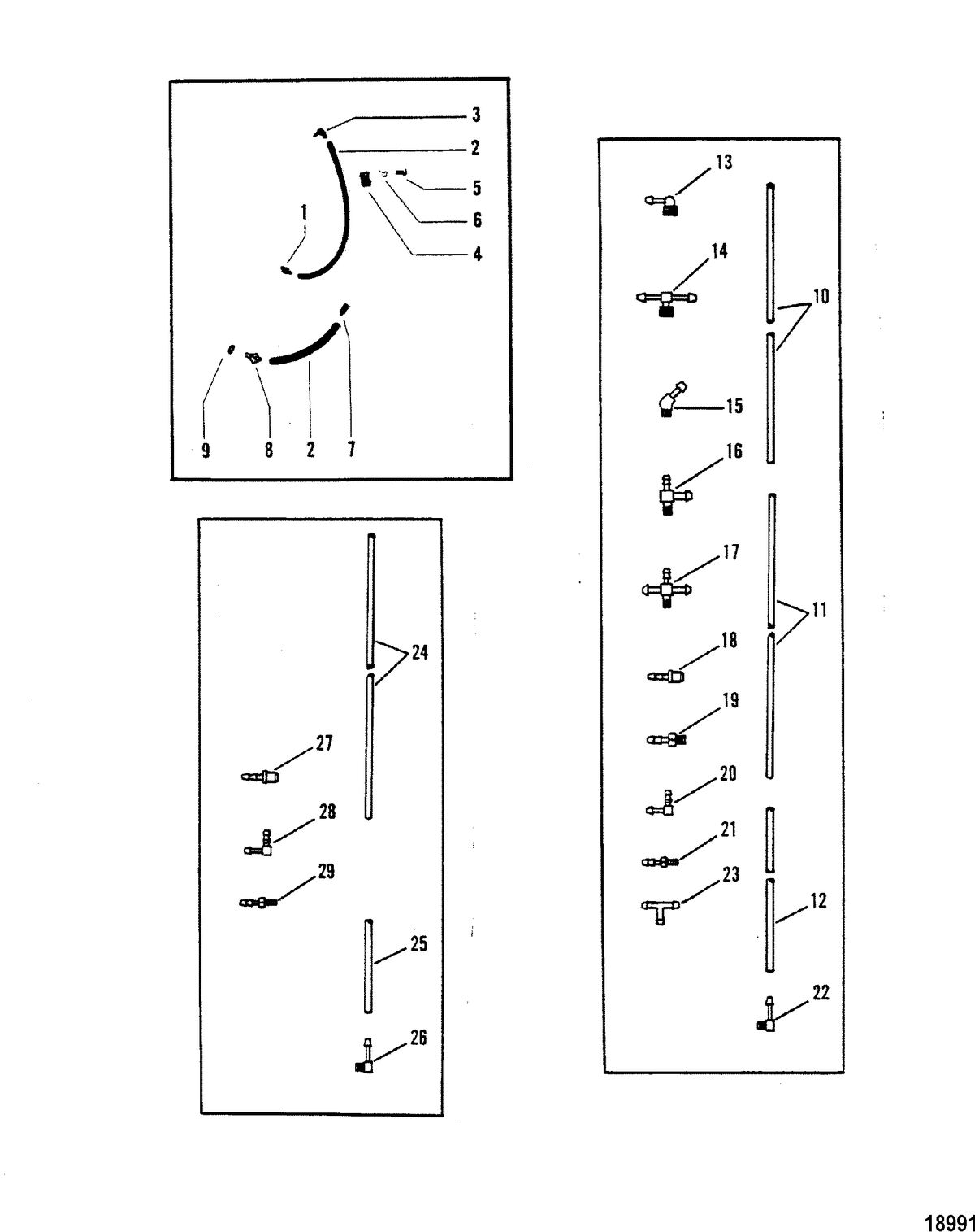 MERCURY/MARINER 200 H.P. (V-6) (1978-1988 COMBINED BOOKS) Fittings and Hoses