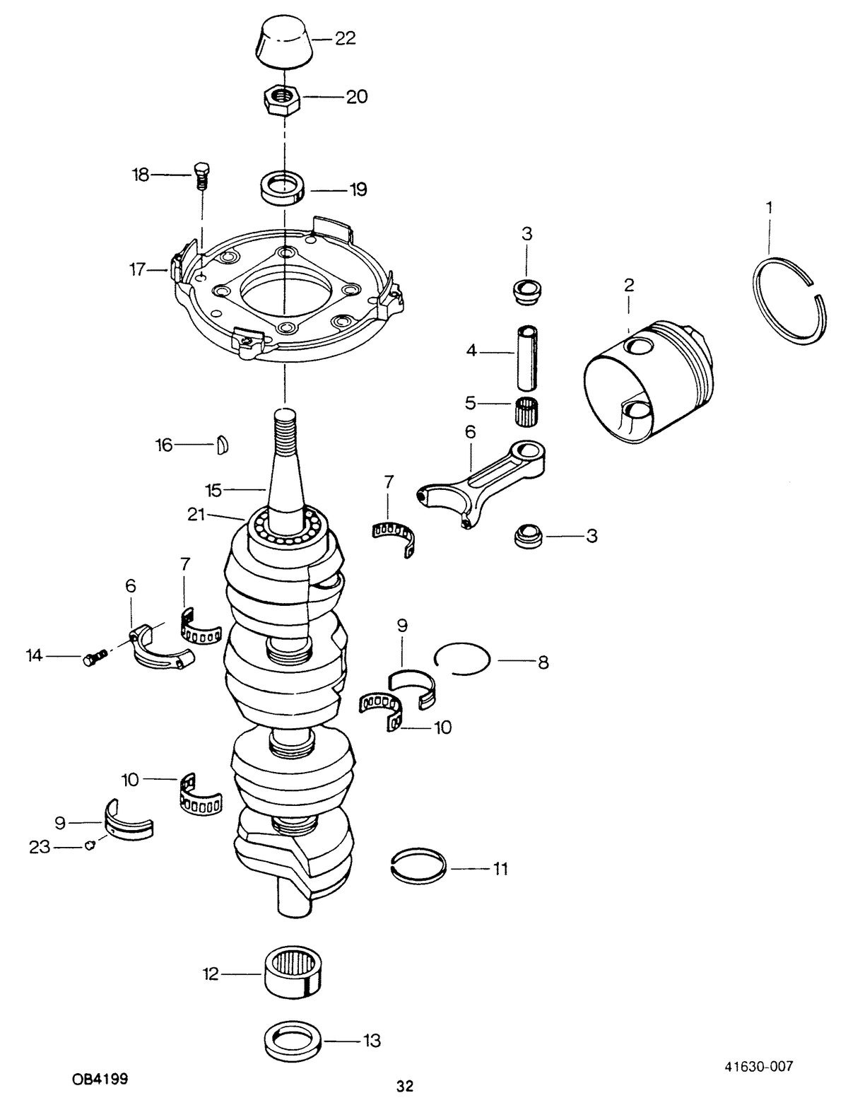 FORCE FORCE 1988 125 HP "B" MODELS CRANKSHAFT AND PISTON