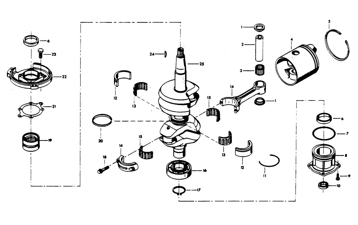CHRYSLER 55 H.P. CRANKSHAFT AND PISTON GROUP