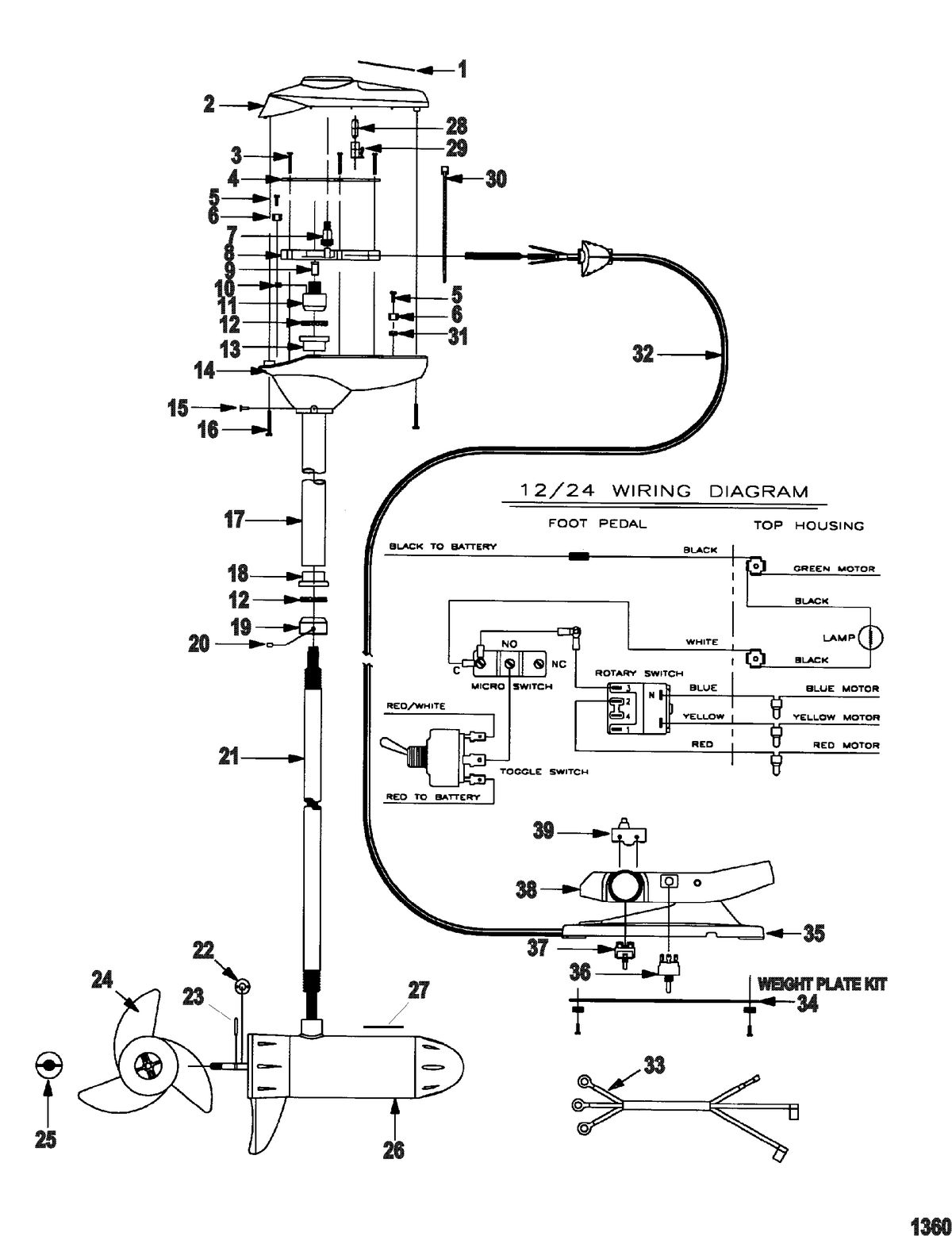 TROLLING MOTOR MOTORGUIDE ENERGY SERIES Complete Trolling Motor(Model EF67P) (24 Volt)